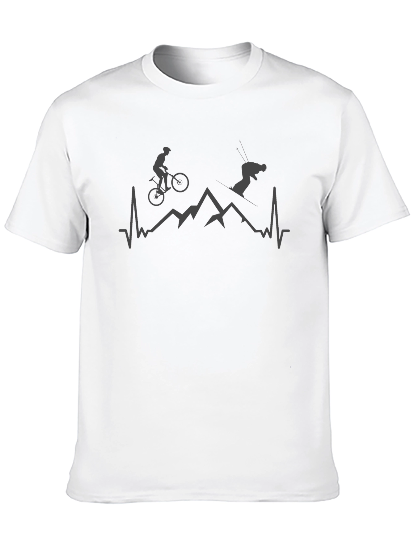 Black Mountain Biking & Skiing Heartbeat T-Shirt view 10