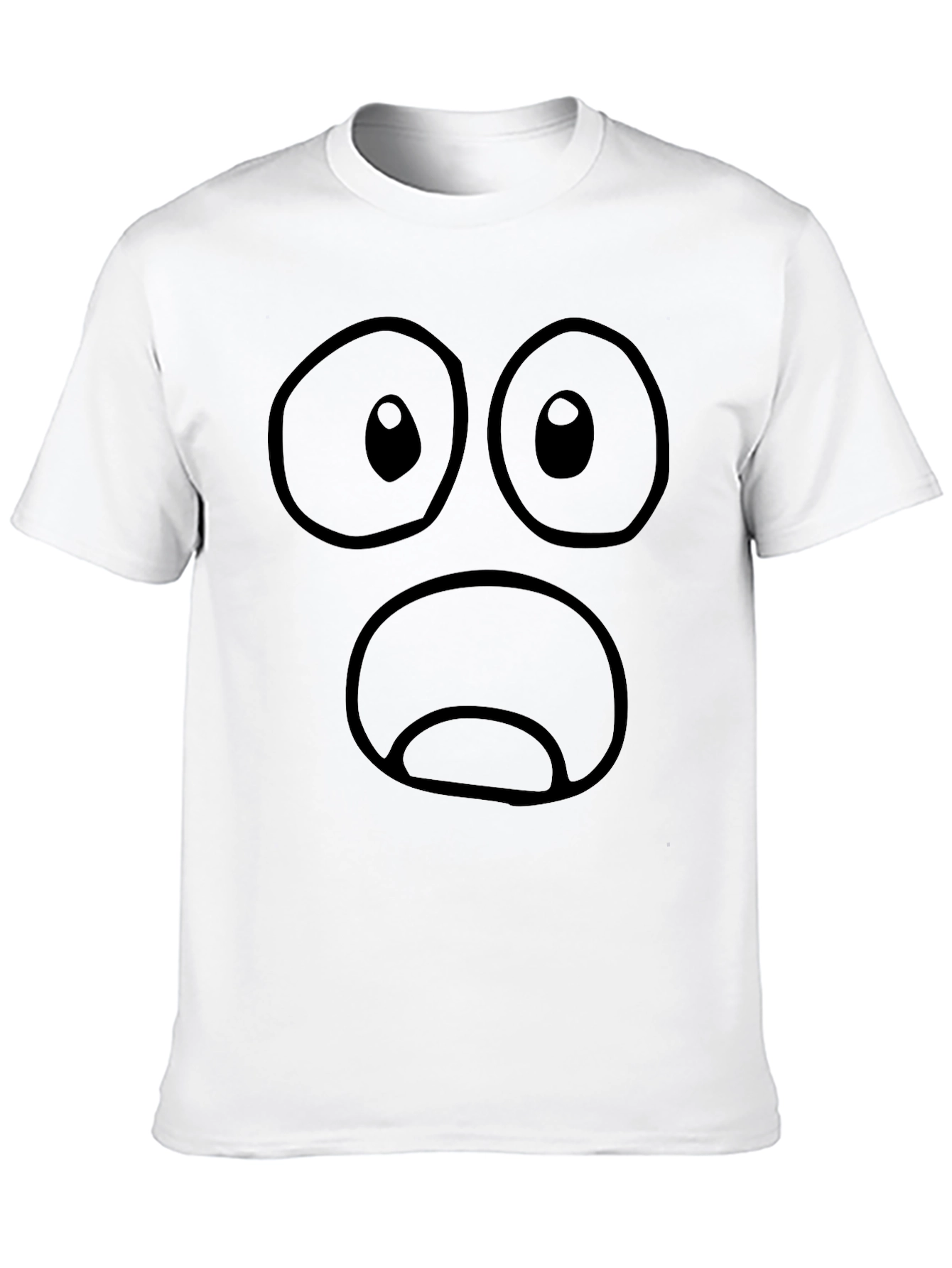 Black Funny Black T-Shirt with Shocked Cartoon Face Graphic view 10