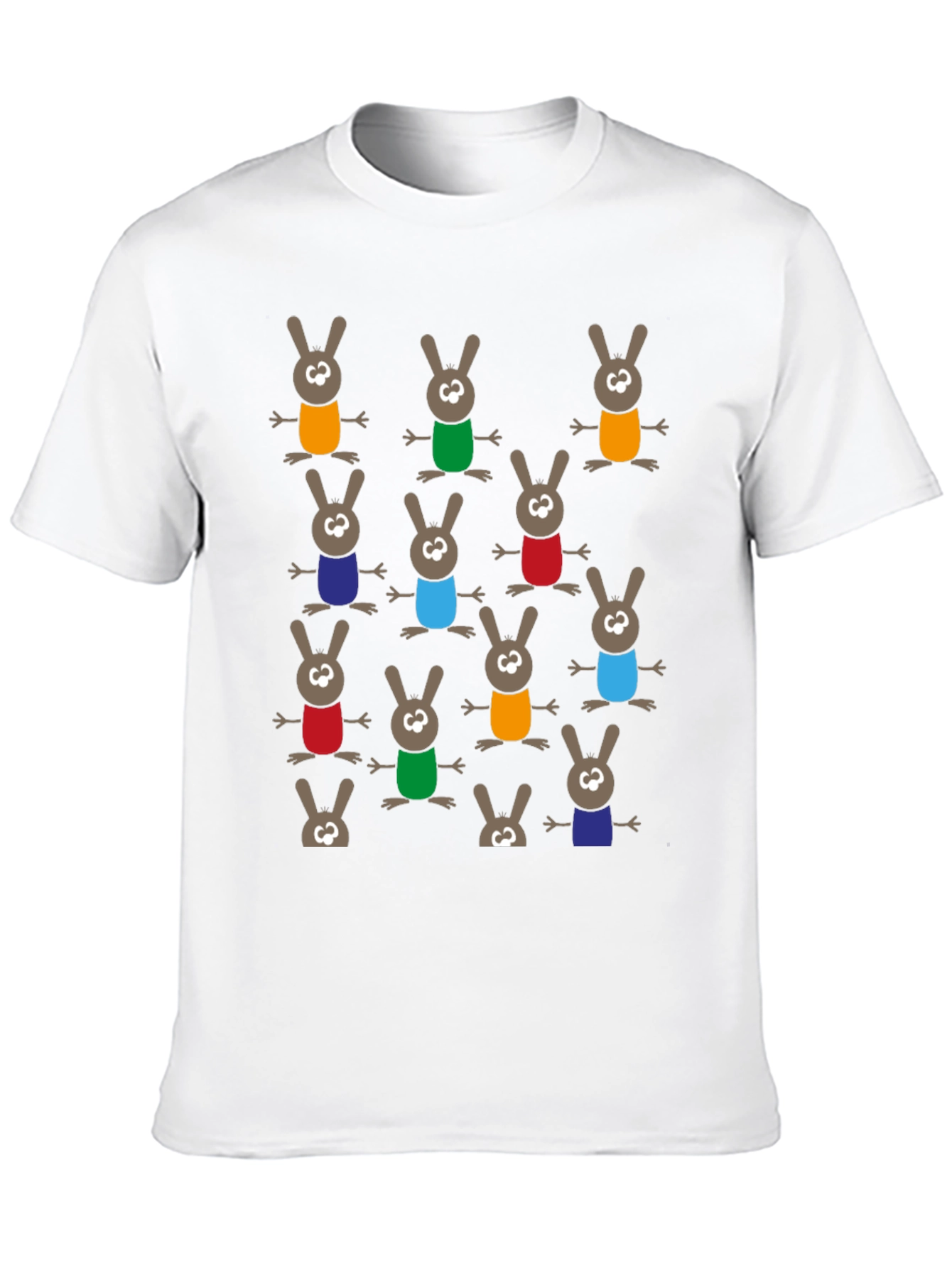 Black Fun Cartoon Bunny Pattern T-Shirt view 10