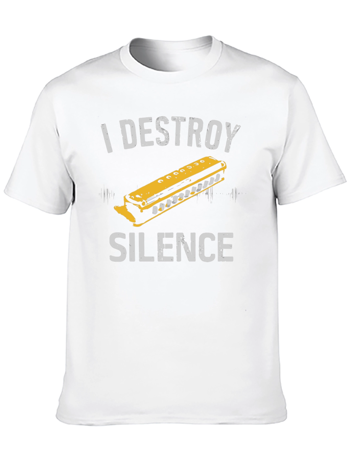 Black I Destroy Silence Harmonica Graphic Tee view 10