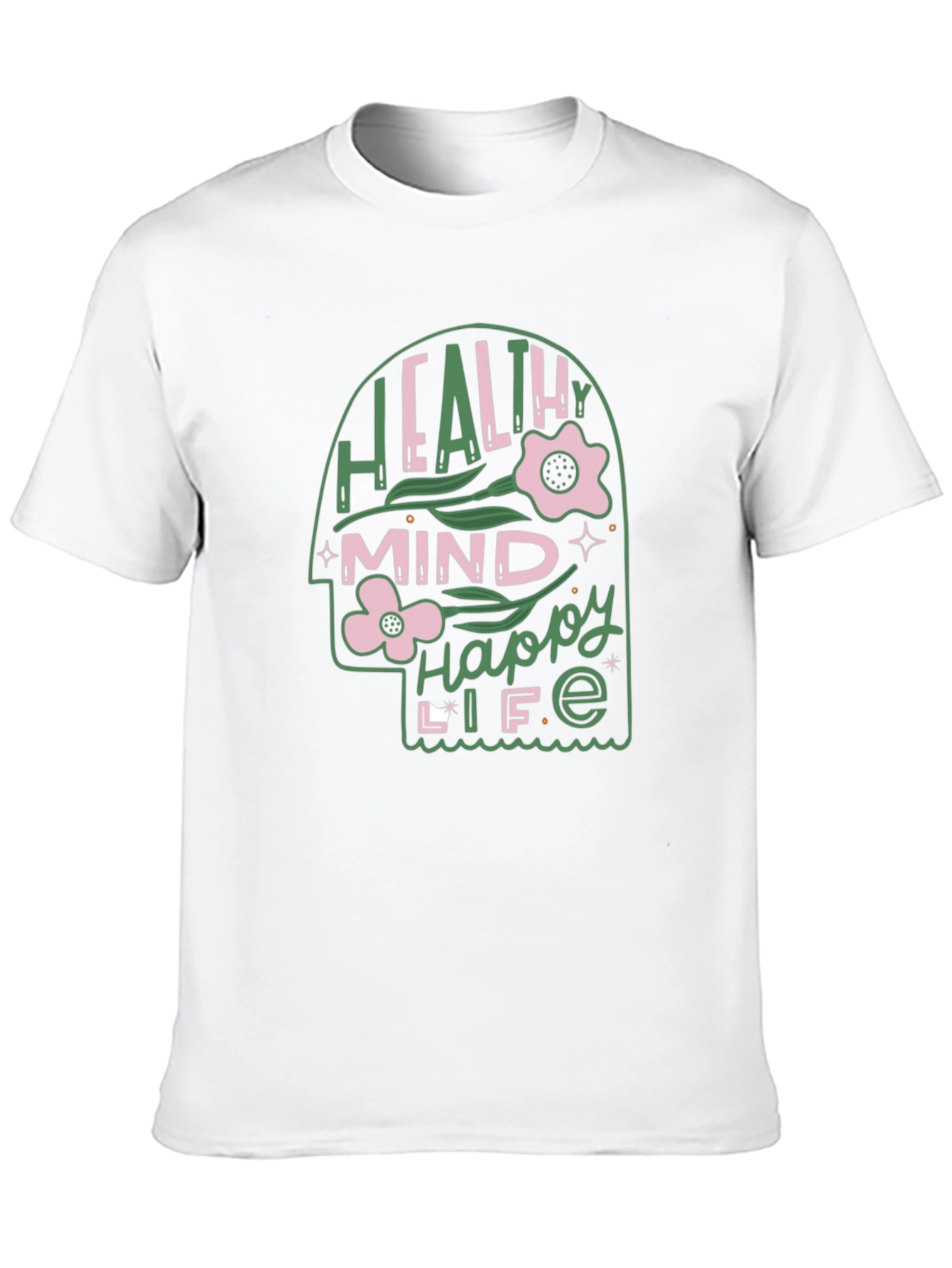 Black Healthy Mind Happy Life Graphic Tee view 10