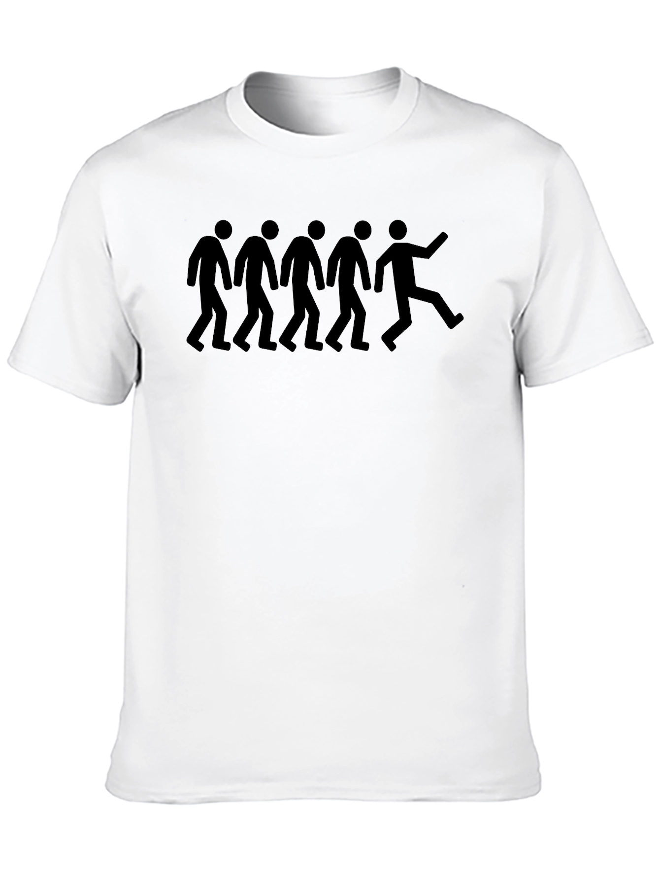 Black Stick Figure Conformity Men's Black T-Shirt view 10