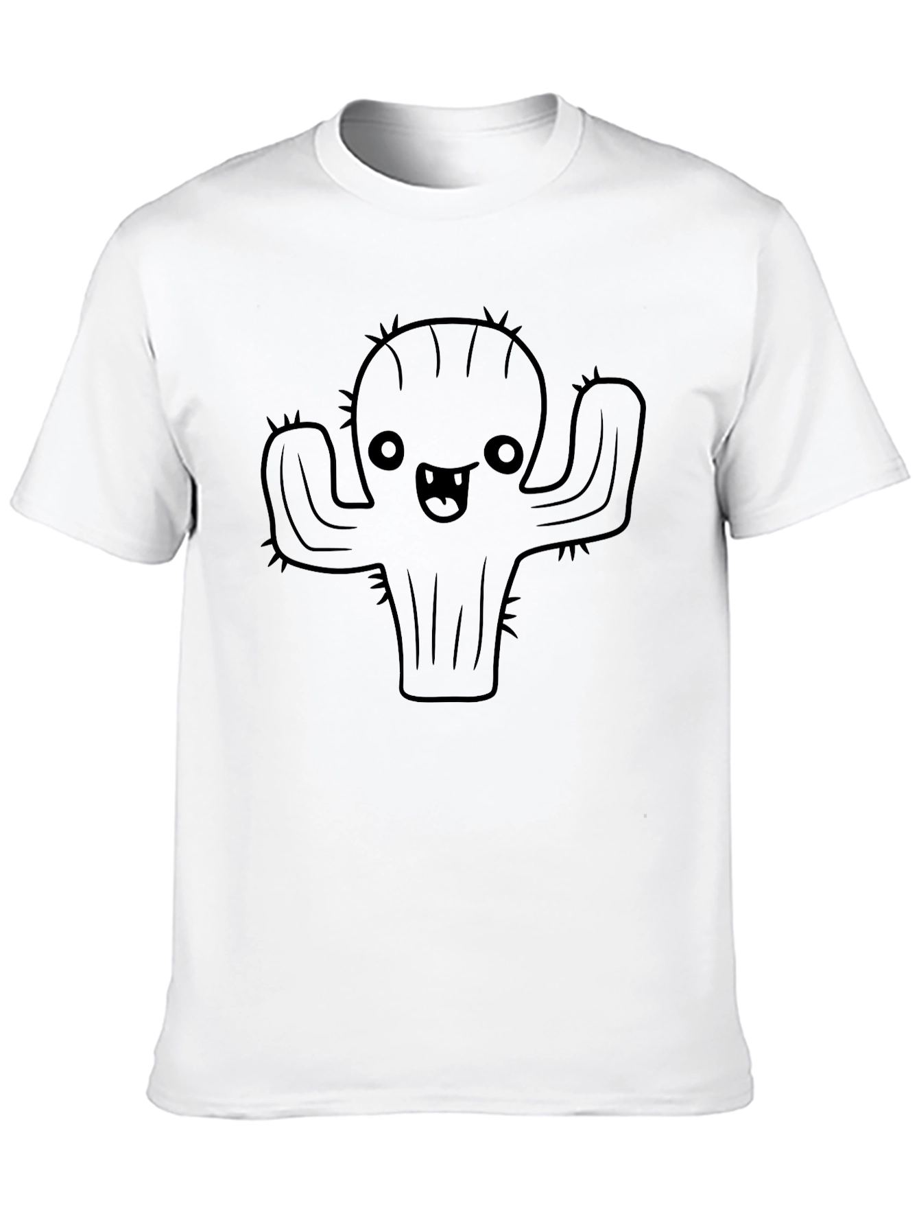 Black Cute Cartoon Cactus Black T-Shirt view 10