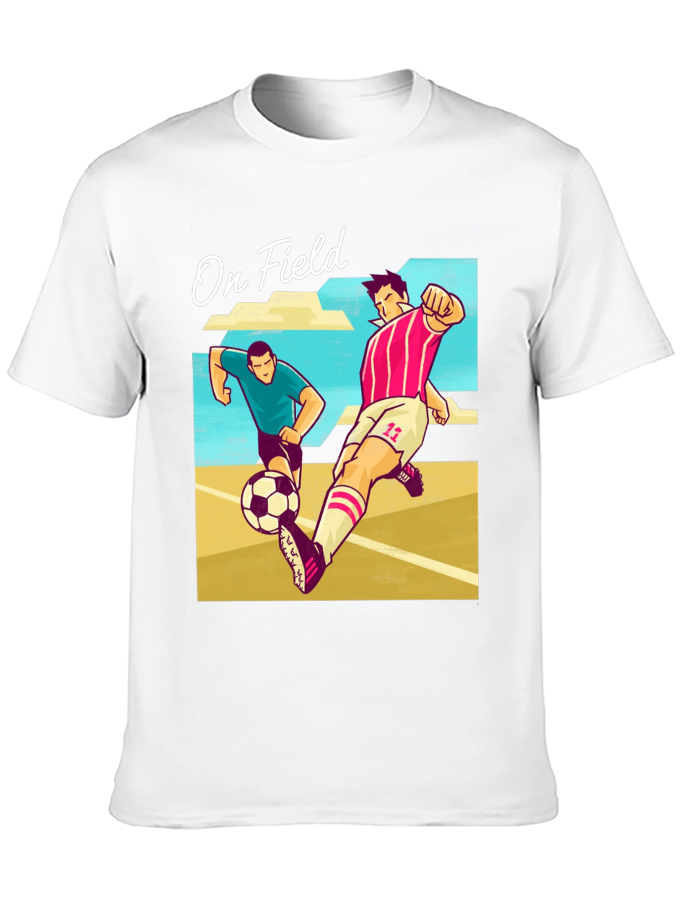 Black On Field Graphic T-Shirt | Soccer Players Cartoon Print view 10
