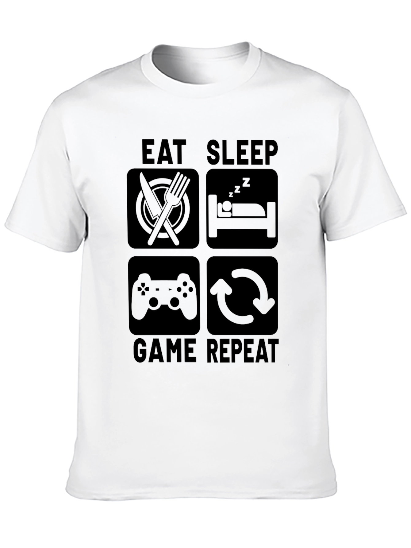 Black Eat Sleep Game Repeat - Gamer T-Shirt view 10