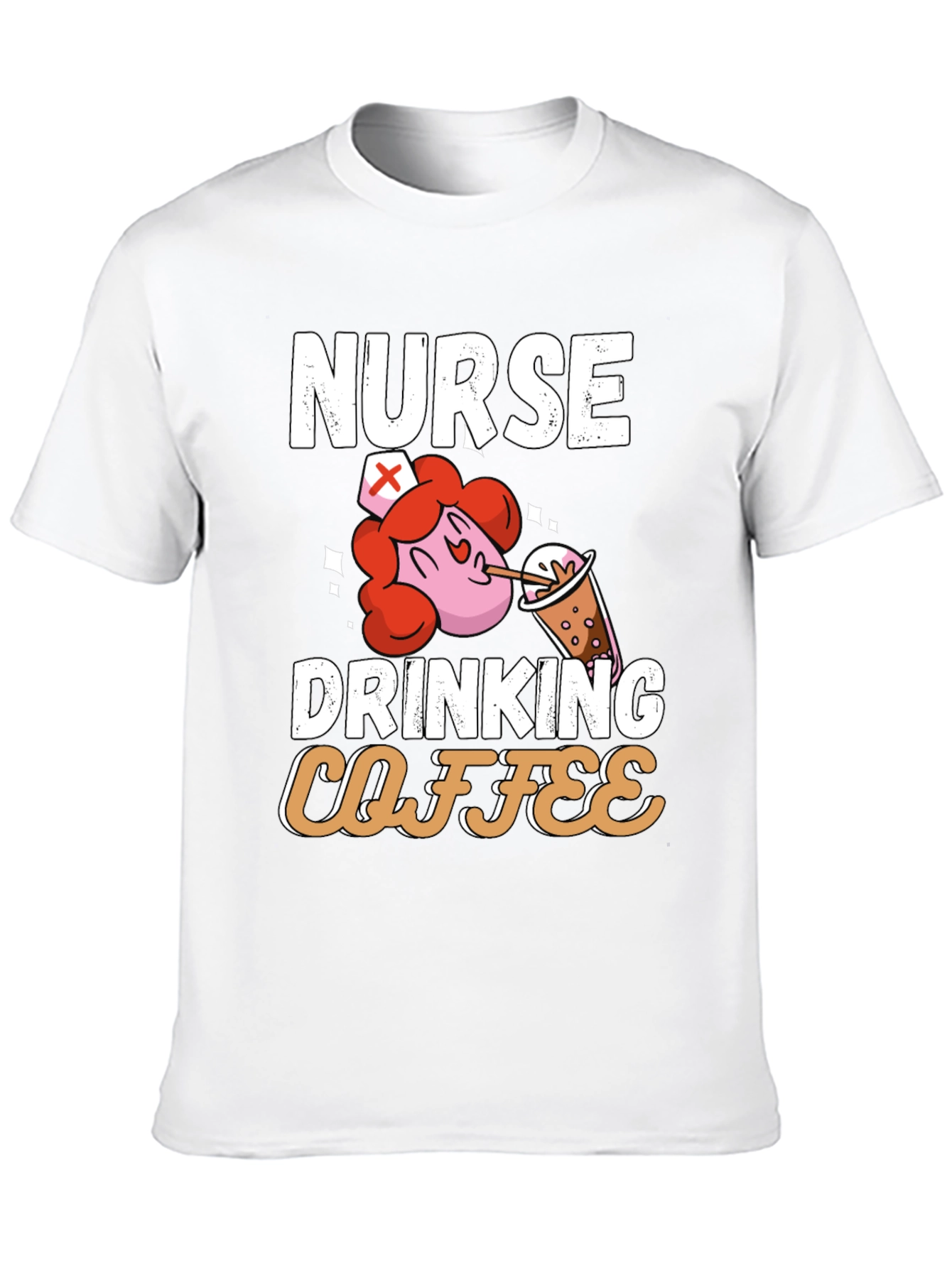 Black Nurse Drinking Coffee Graphic T-Shirt view 10