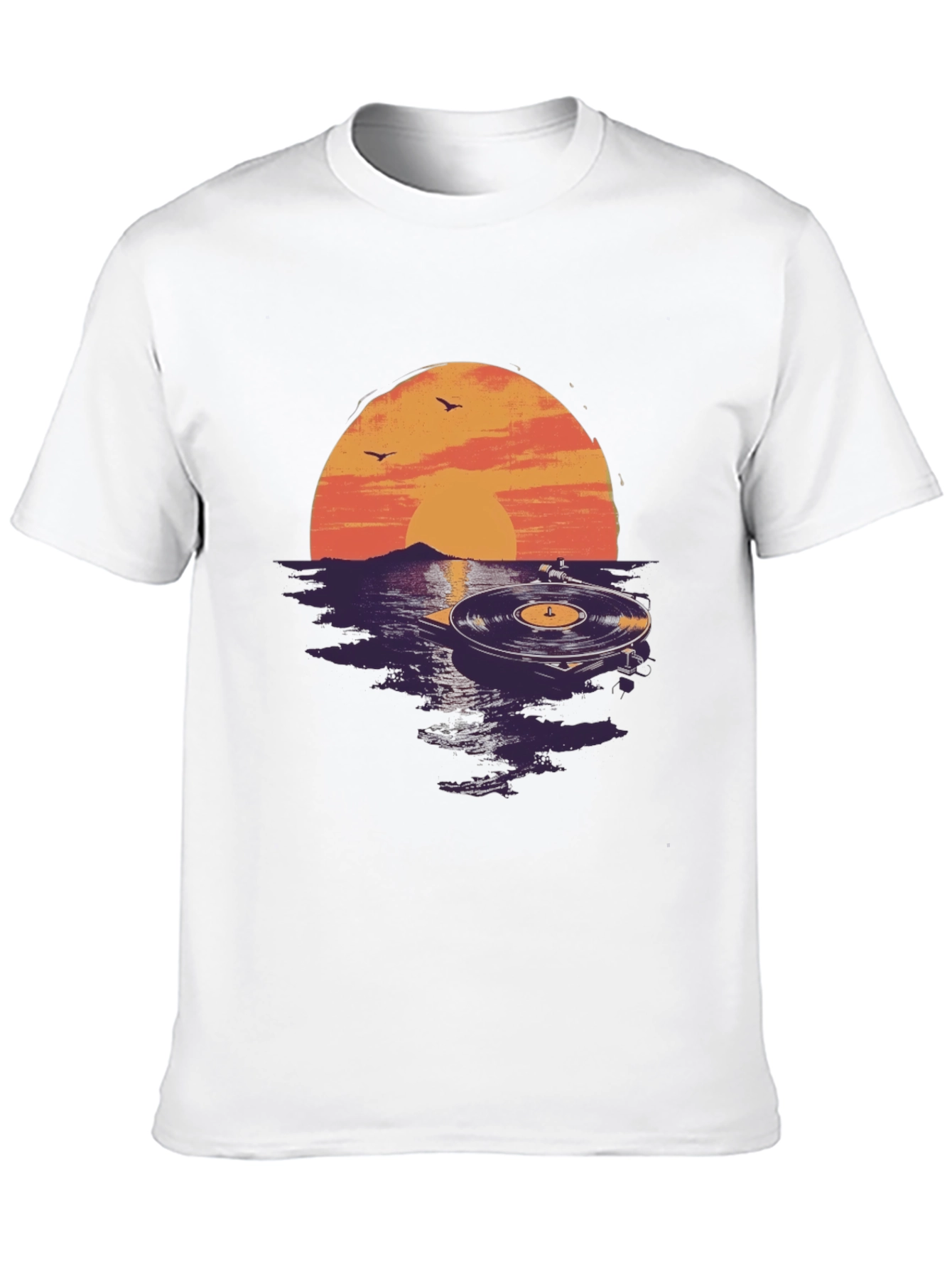 Black Sunset Vinyl Record Graphic Tee - Unique Music Lover Shirt view 10
