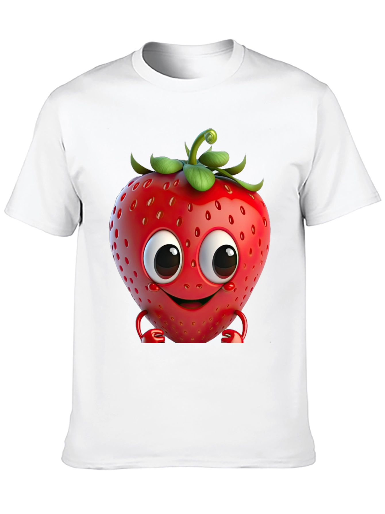 Black Cute Strawberry Character Graphic Tee - Black view 10