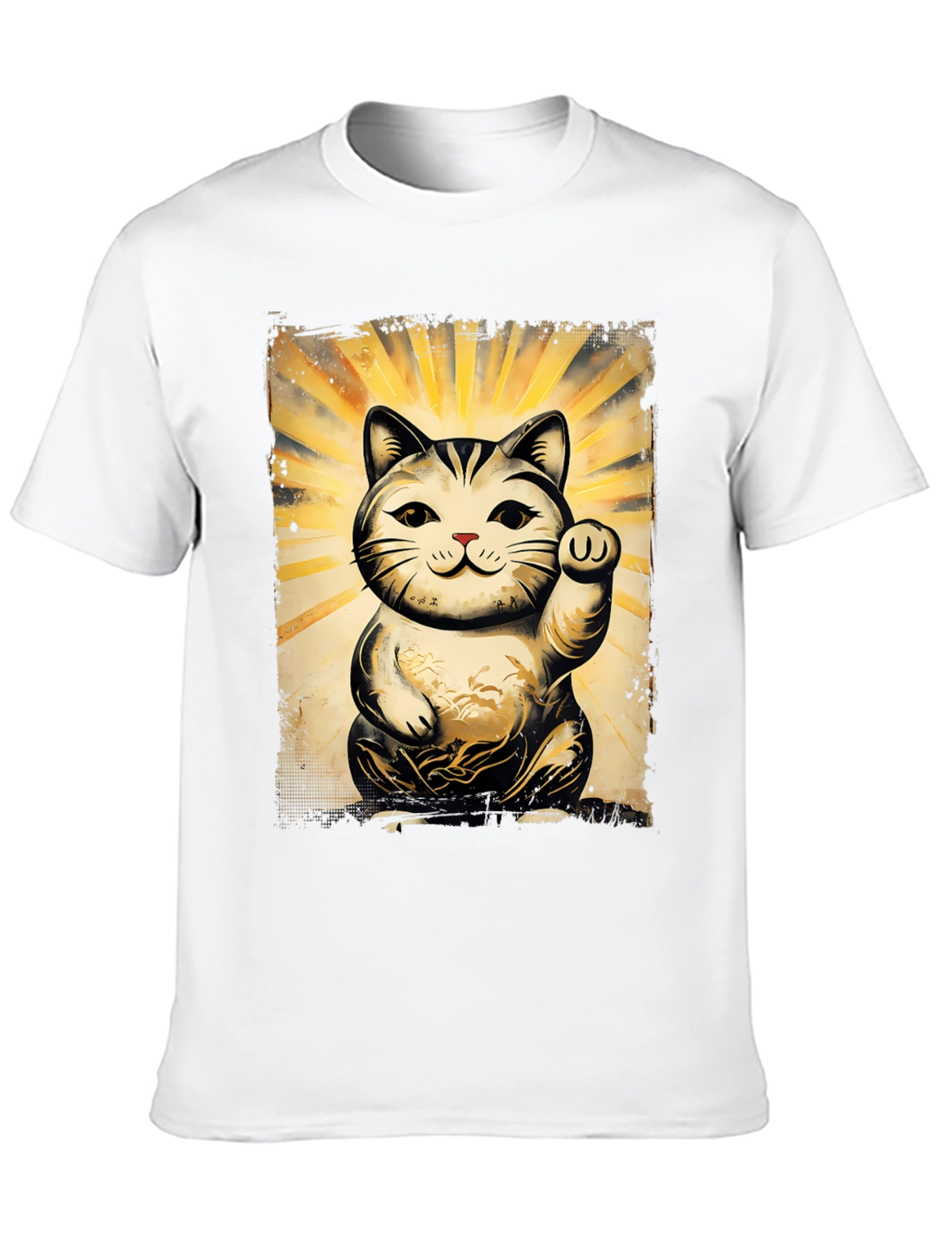 Black Lucky Cat Graphic T-Shirt - Unisex Soft Cotton Tee view 10