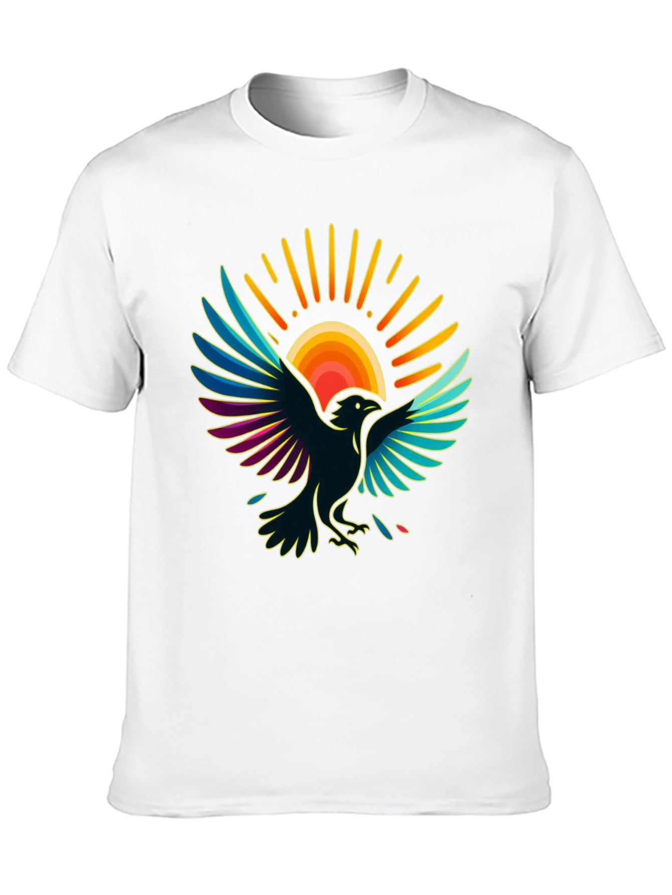 Black Raven Sun T-Shirt - Artistic Graphic Tee view 10