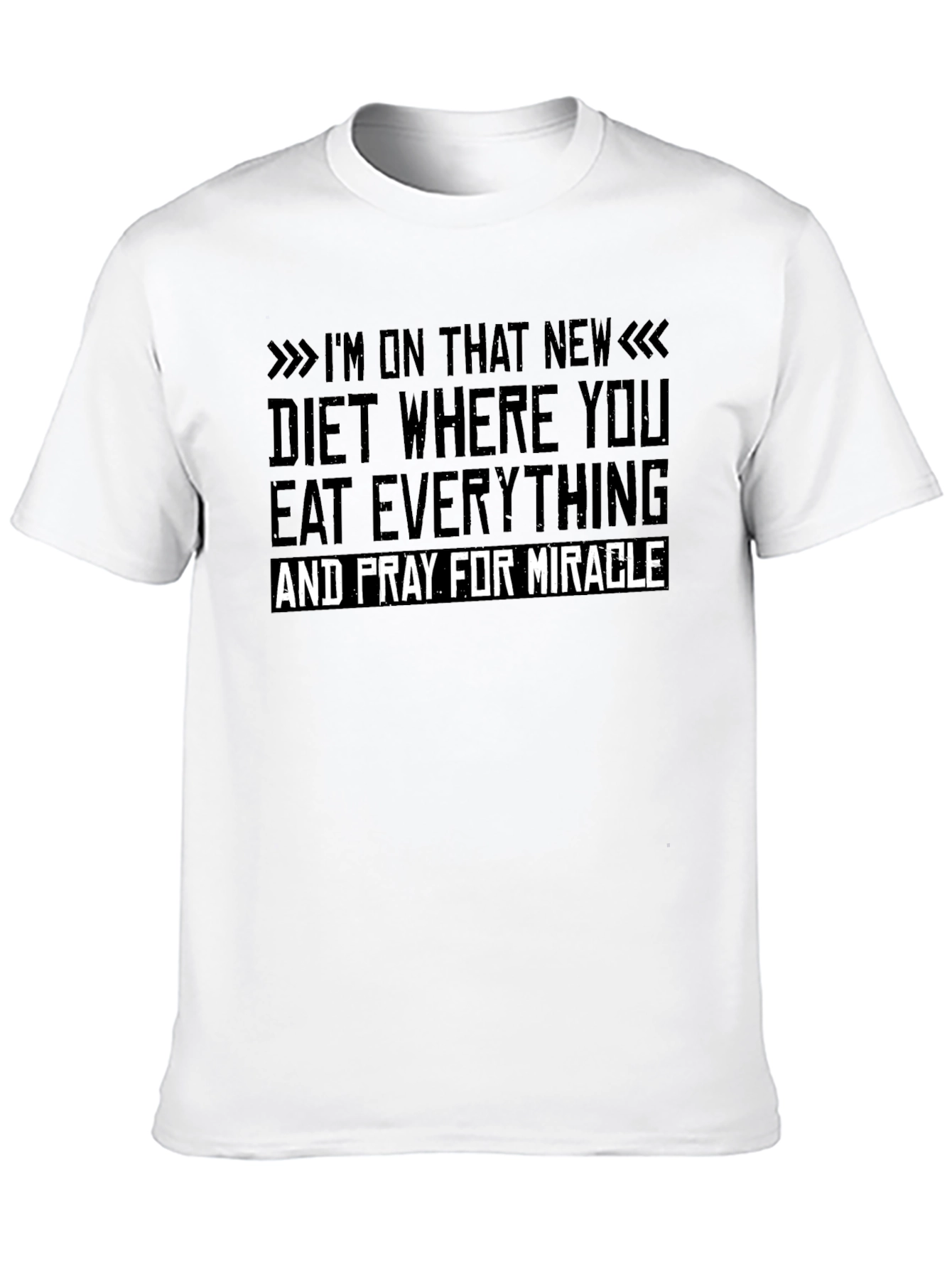 Black Eat Everything and Pray for Miracle Black Graphic T-Shirt view 10