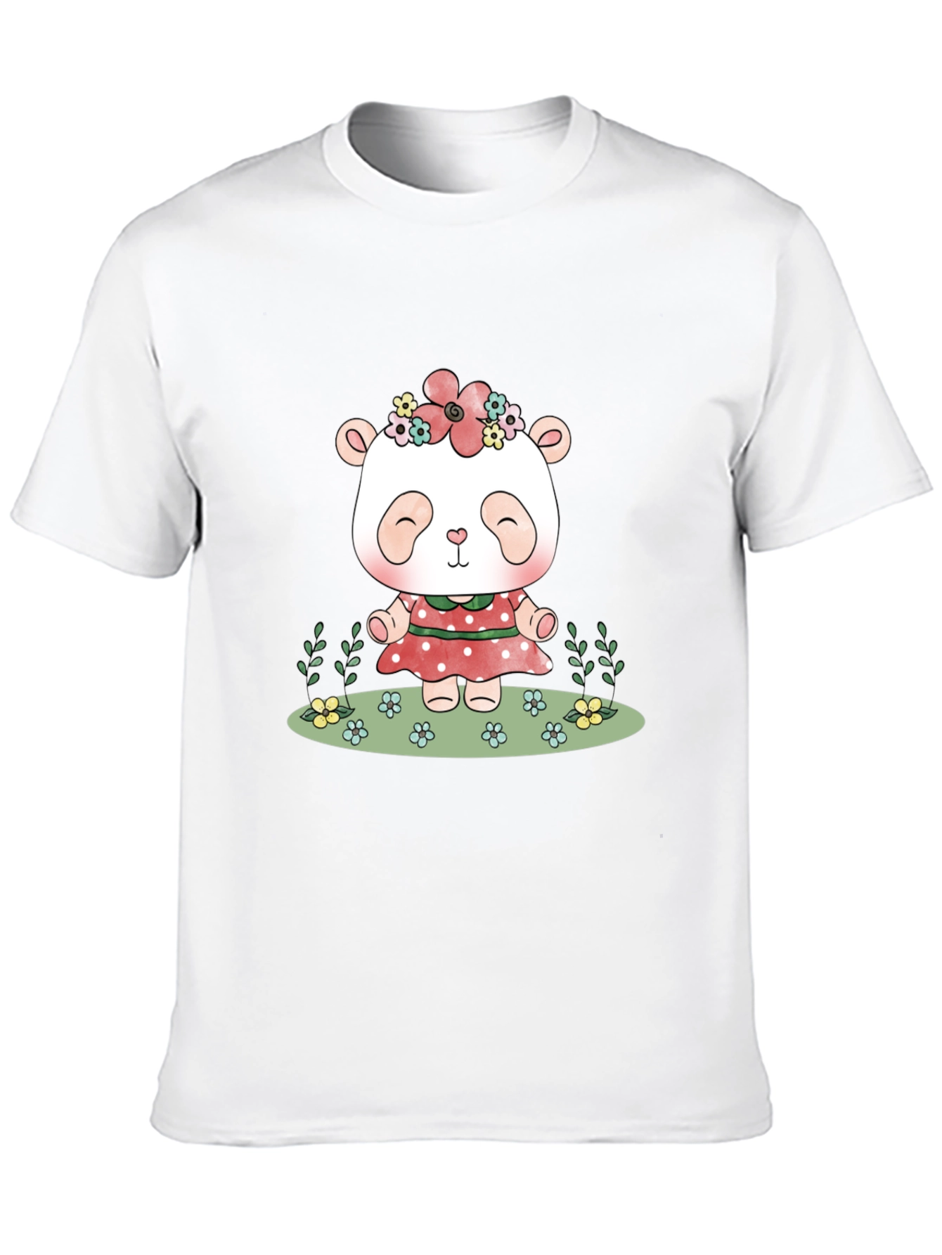 Black Cute Panda Bear Graphic Tee - Black Casual T-Shirt view 10