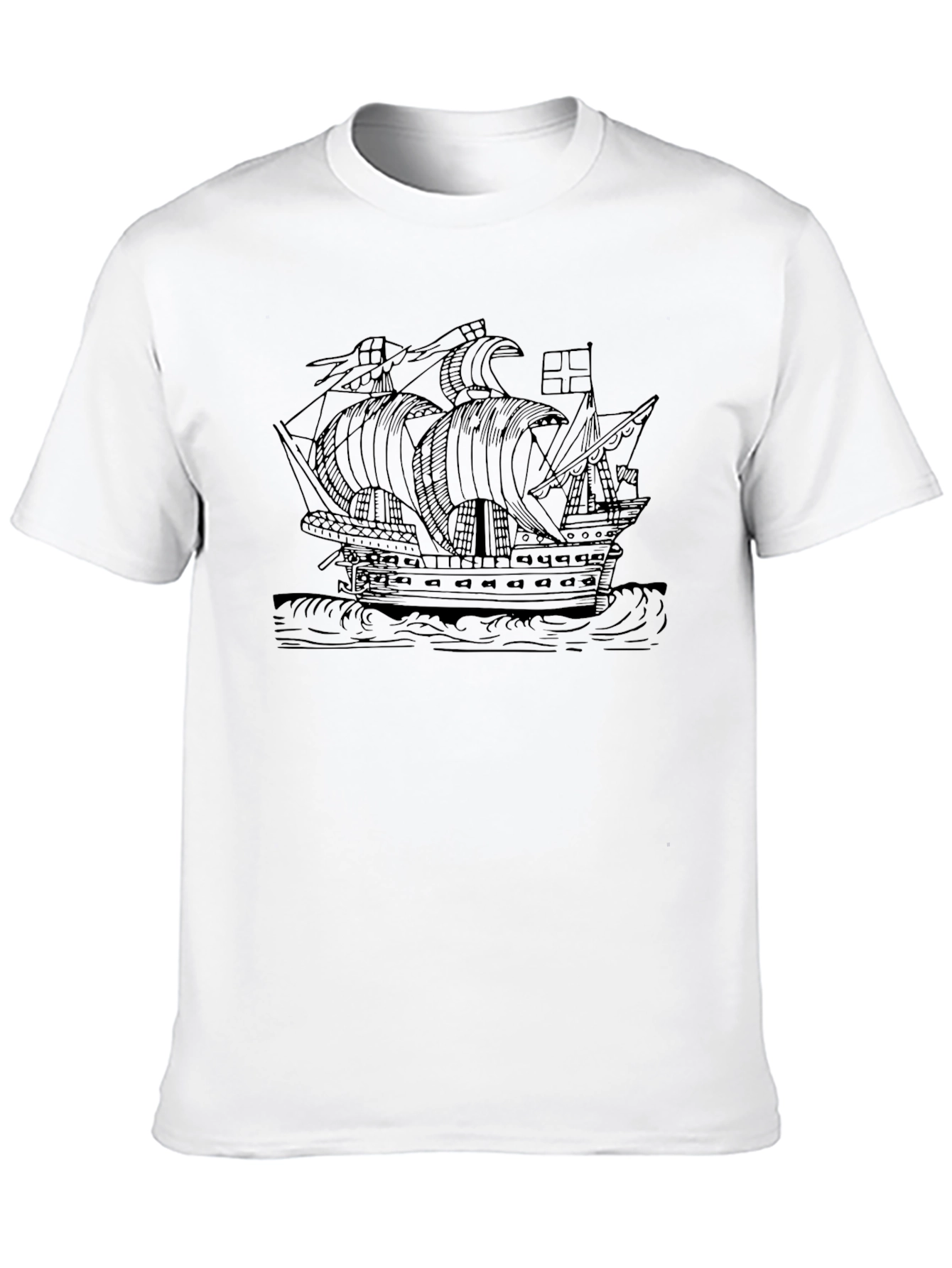 Black Vintage Ship Graphic Black T-Shirt view 10