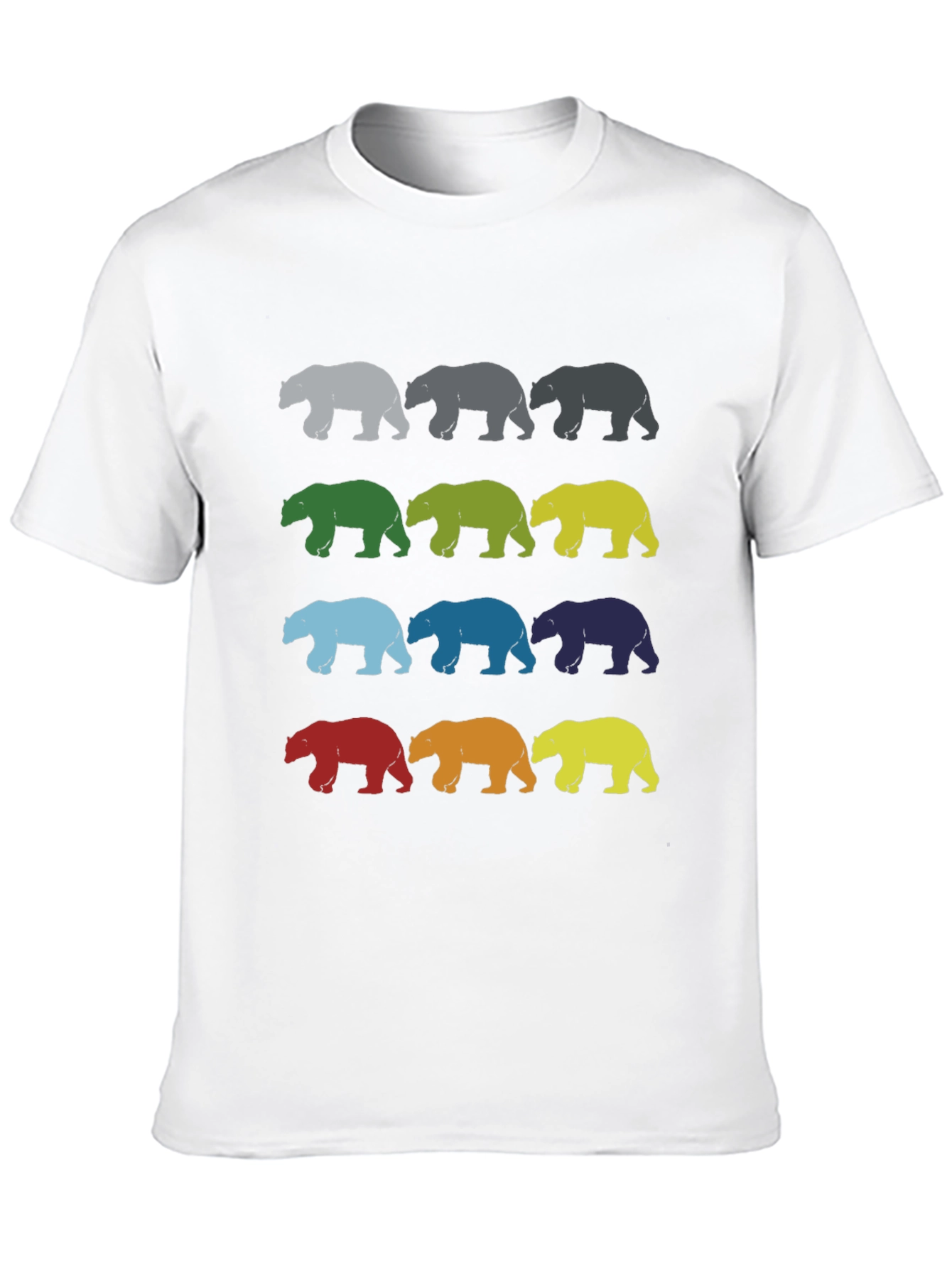Black Colorful Bear Graphic T-Shirt - Novelty Design view 10