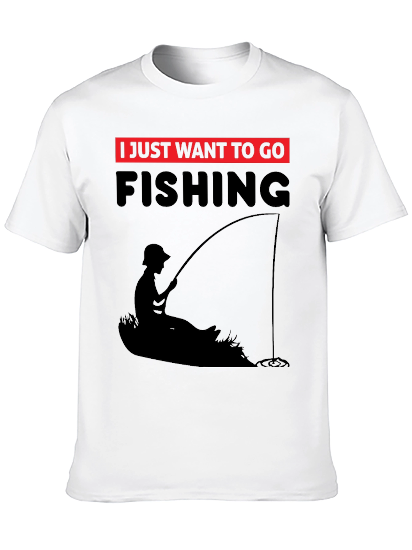 Black Fishing T-Shirt - I Just Want to Go Fishing - Black Tee view 10