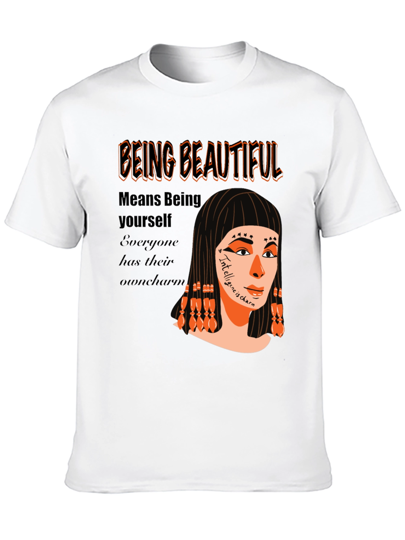 Black Unique Graphic T-Shirt - "Being Beautiful" Design view 10