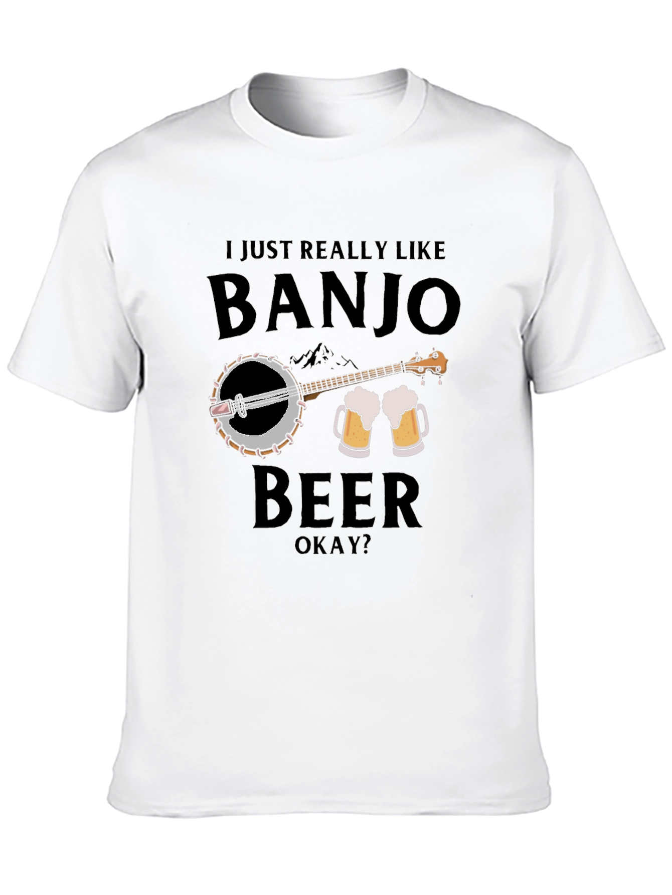 Black Banjo and Beer Graphic T-Shirt view 10