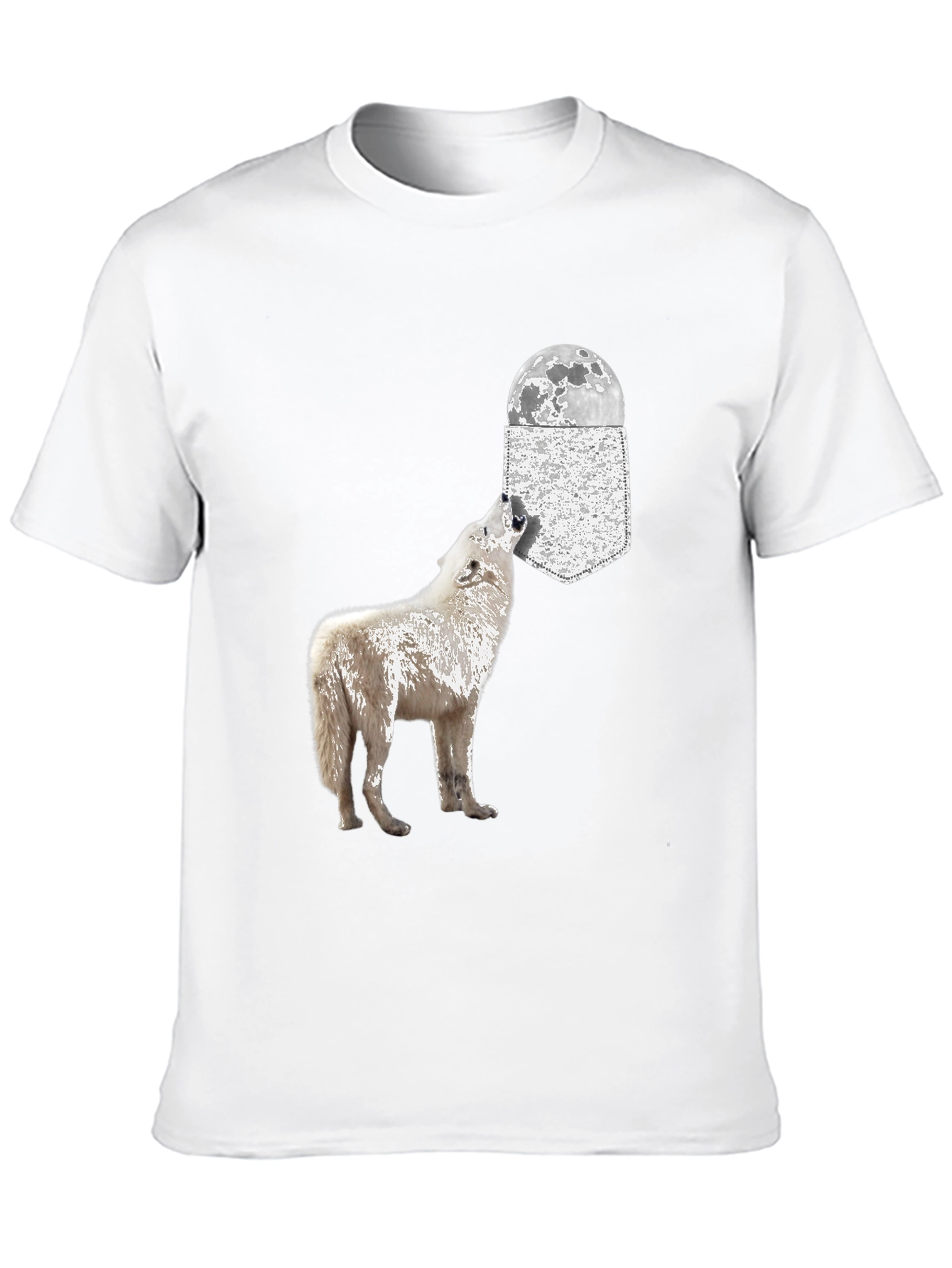 Black Wolf Howling at Moon Pocket T-Shirt view 10