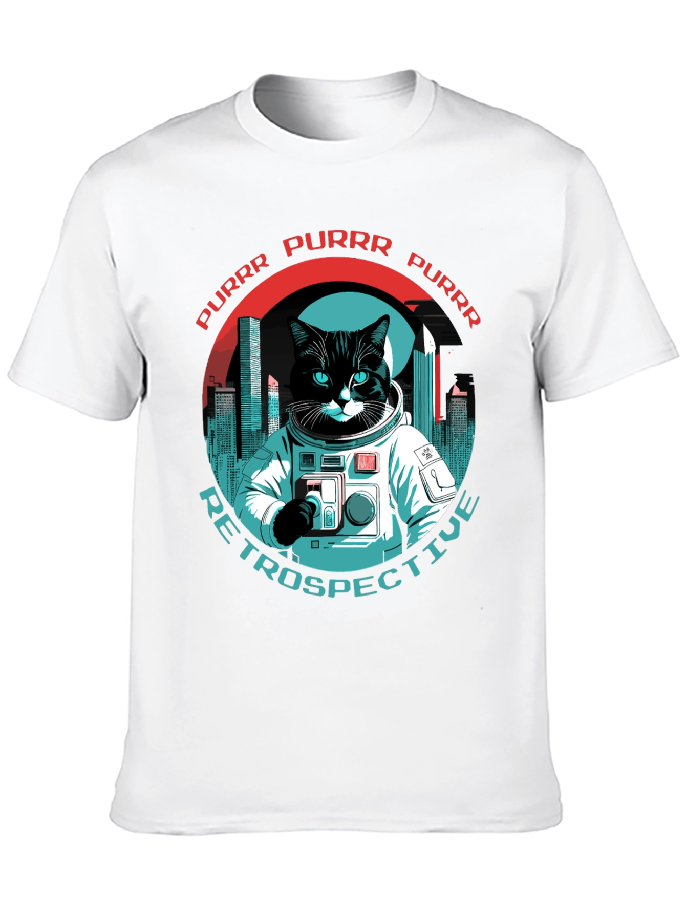 Black Cat Astronaut T-Shirt - Purrr Retrospective Tee view 10