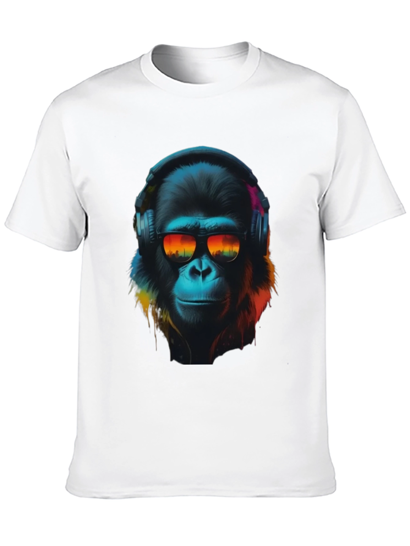 Black Cool Ape Graphic T-Shirt - DJ Gorilla in Headphones view 10
