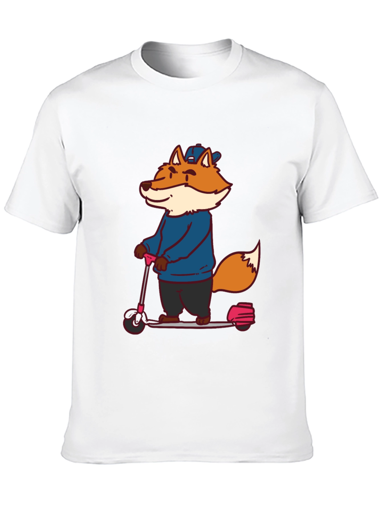 Black Fox on Scooter Graphic Tee - Unisex Black T-Shirt view 10