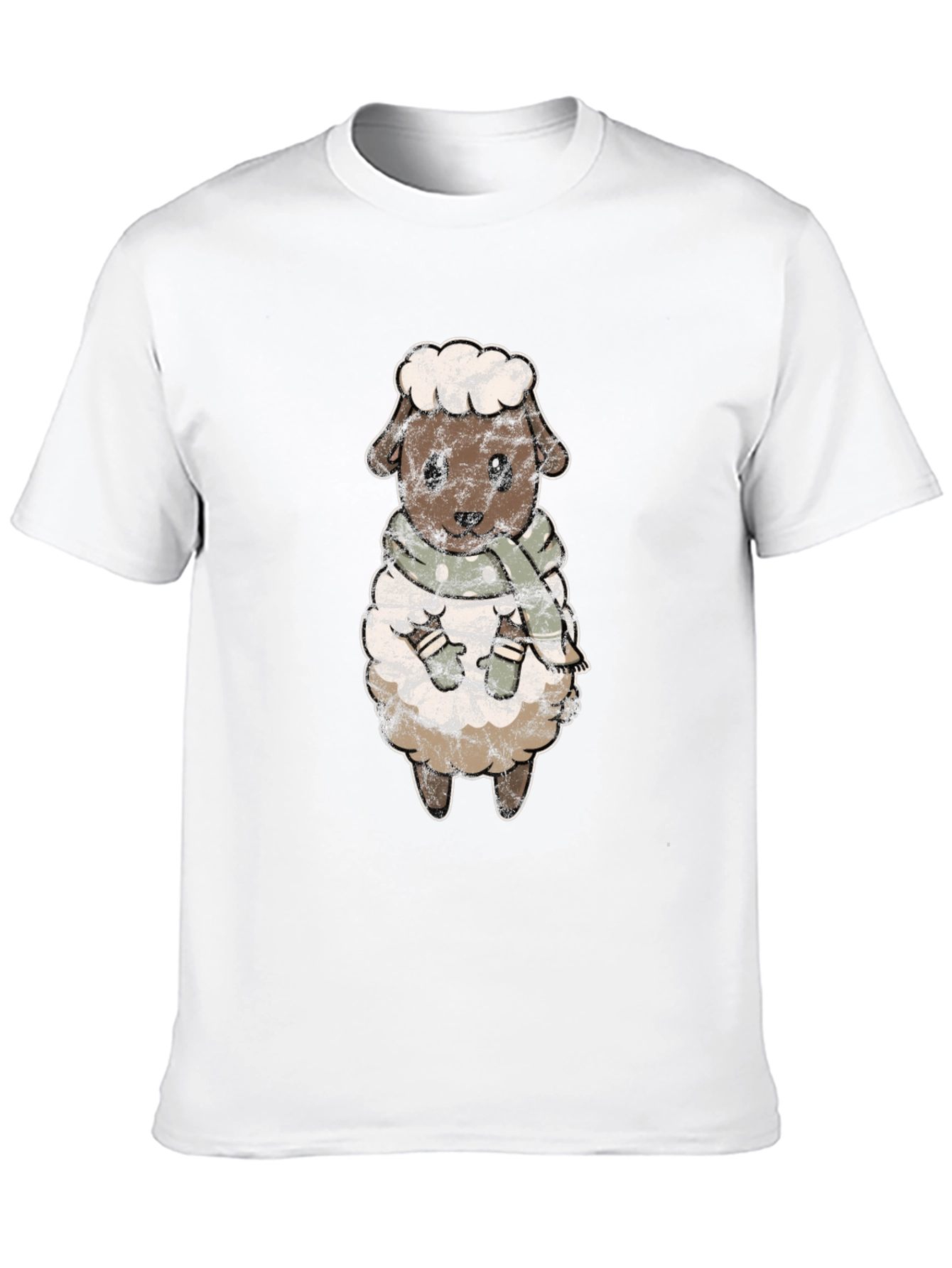Black Cute Sheep Scarf T-Shirt view 10