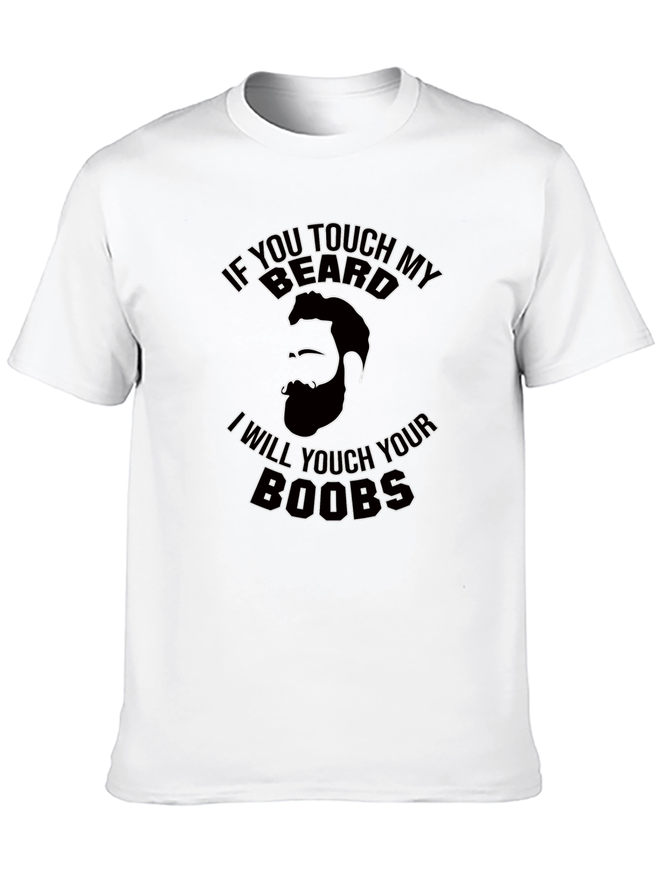 Black Funny Beard Graphic T-Shirt - If You Touch My Beard Tee view 10