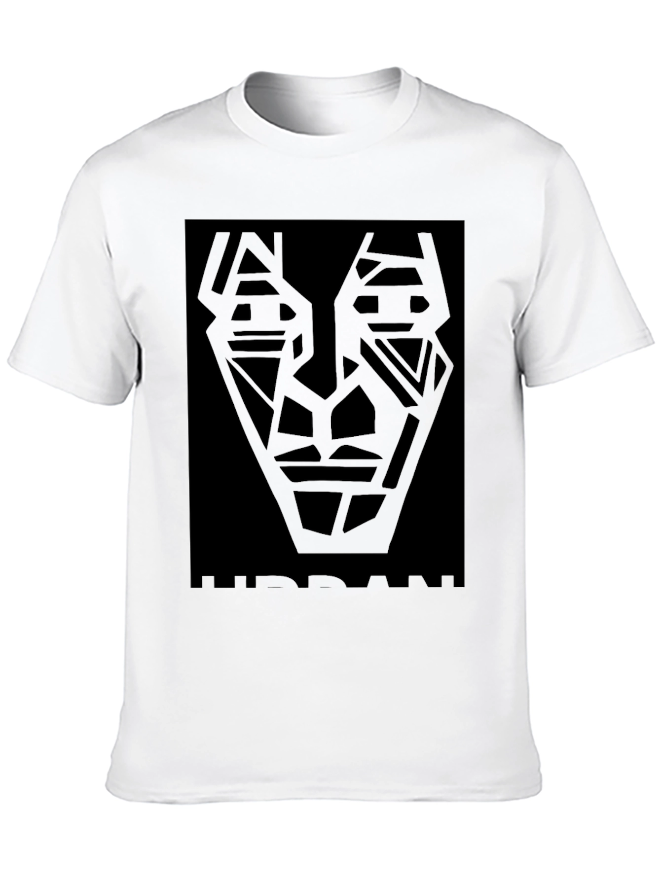 Black Abstract Geometric Face Black T-Shirt view 10
