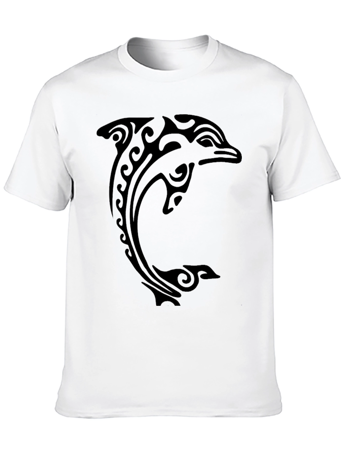Black Tribal Dolphin Graphic Tee - Black Cotton T-Shirt view 10