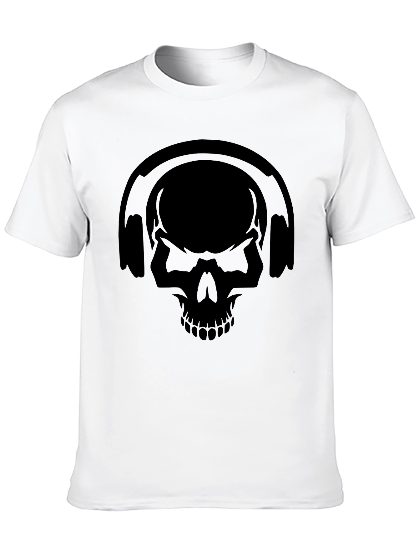 Black Skull Headphones Graphic Tee - Black view 10