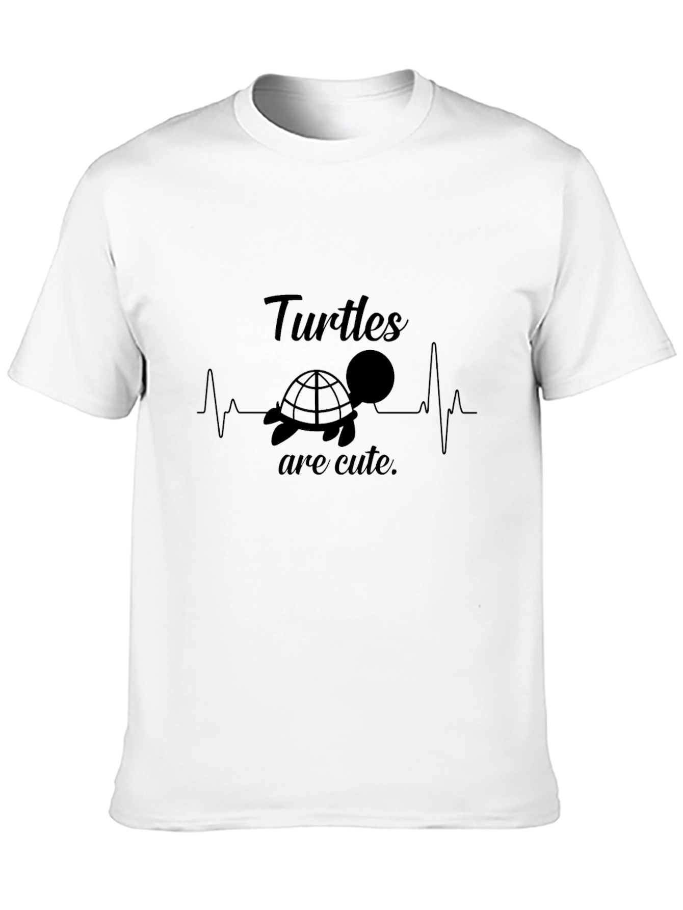 Black Turtles Are Cute T-Shirt - Heartbeat Design, Black view 10