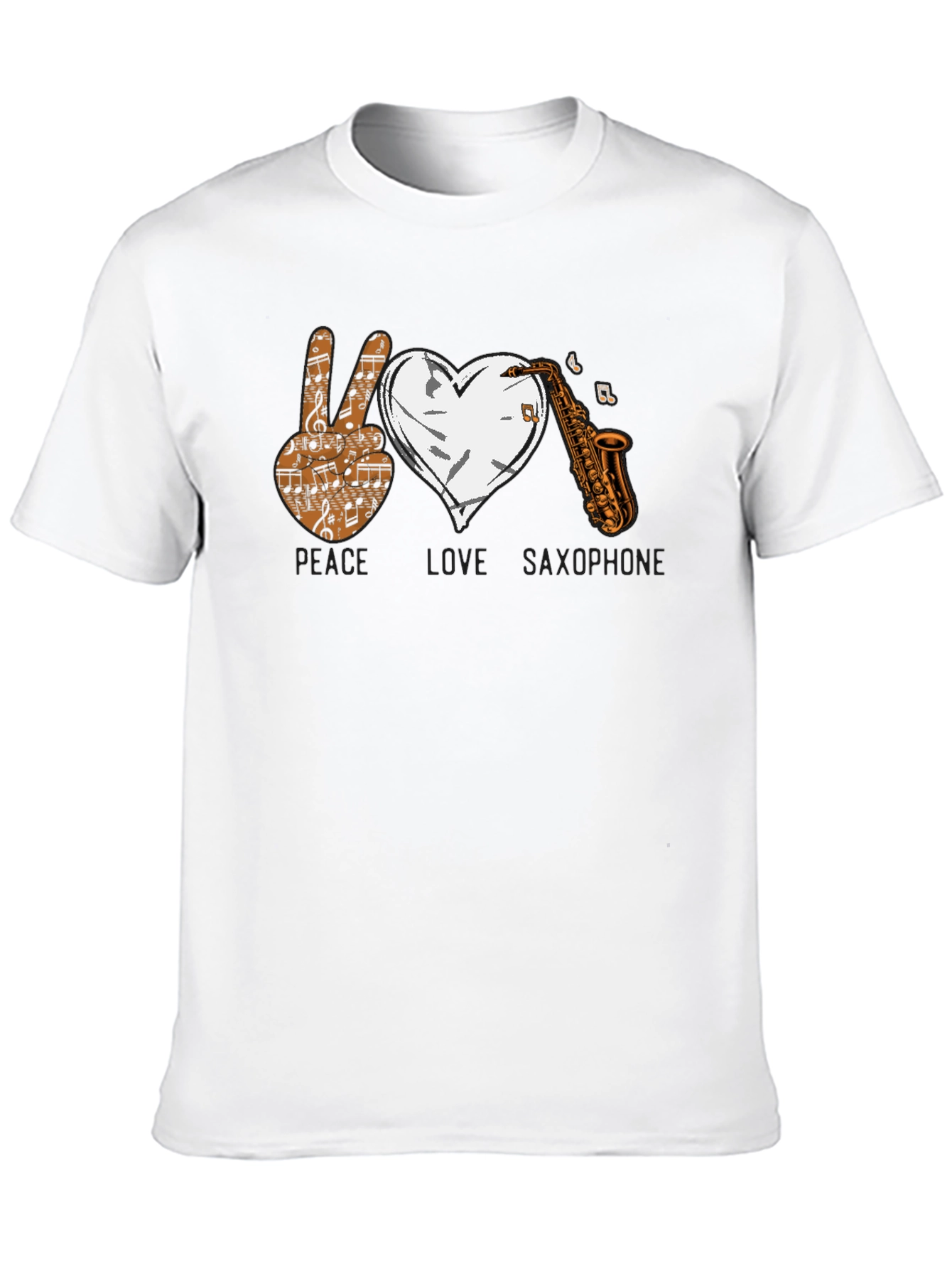 Black Peace Love Saxophone Graphic T-Shirt view 10