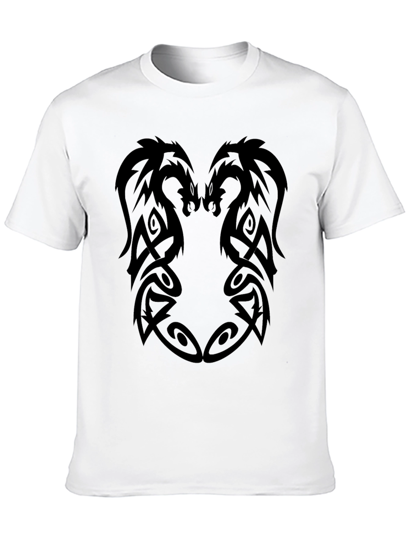 Black Tribal Dragon Graphic Black T-Shirt view 10