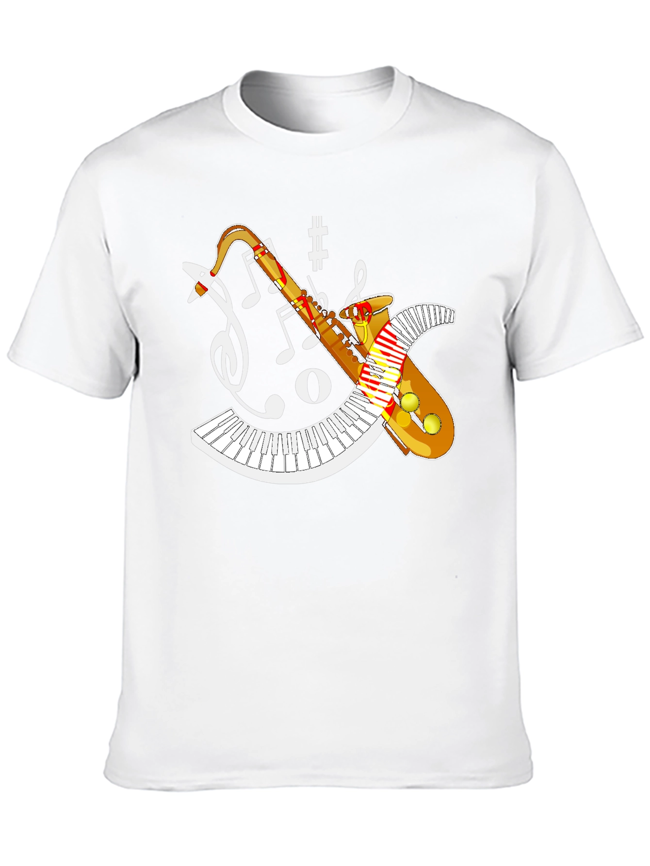 Black Saxophone Music Notes T-Shirt view 10