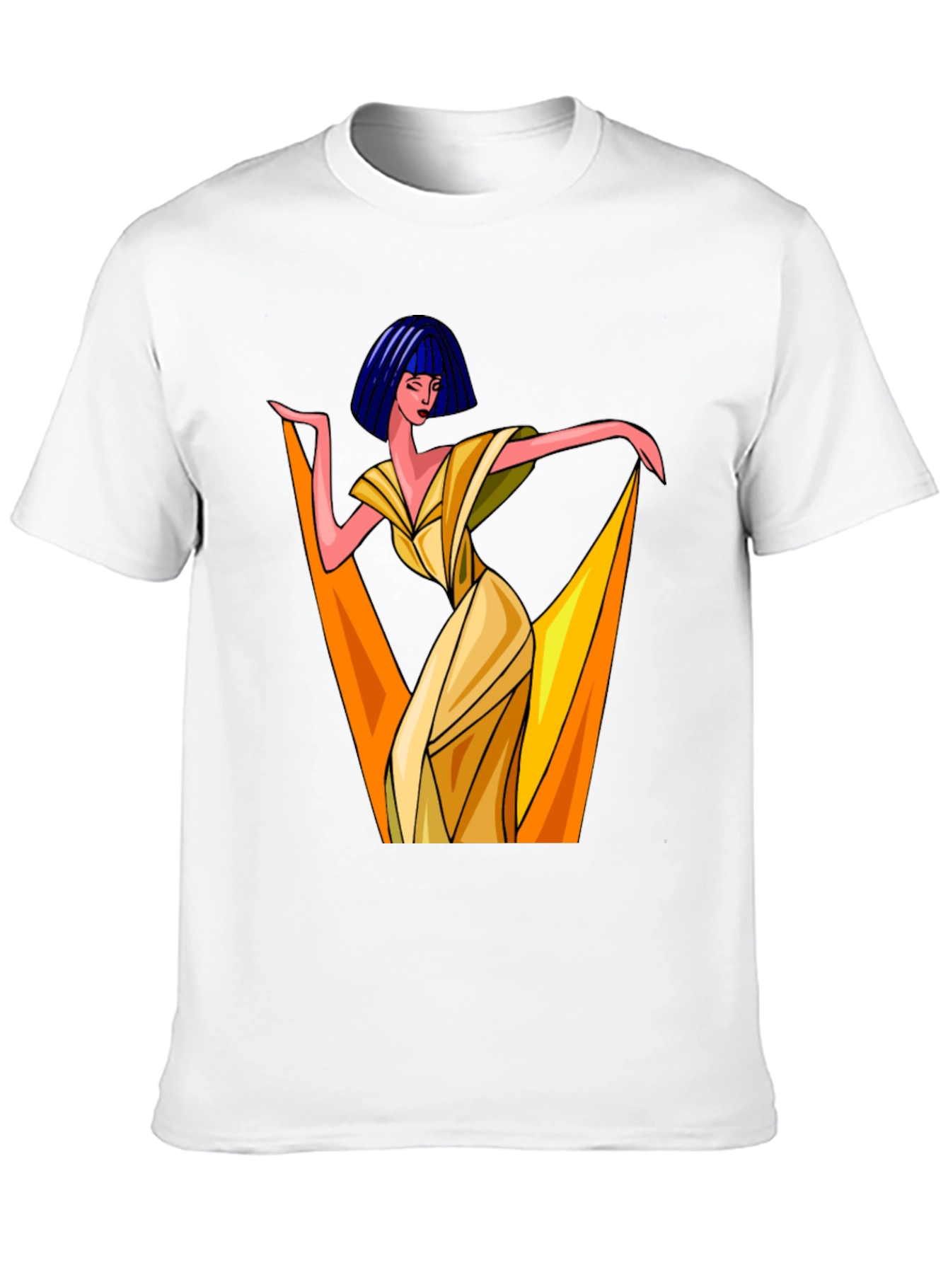 Black Art Deco Woman Graphic Tee - Stylish Black T-Shirt view 10