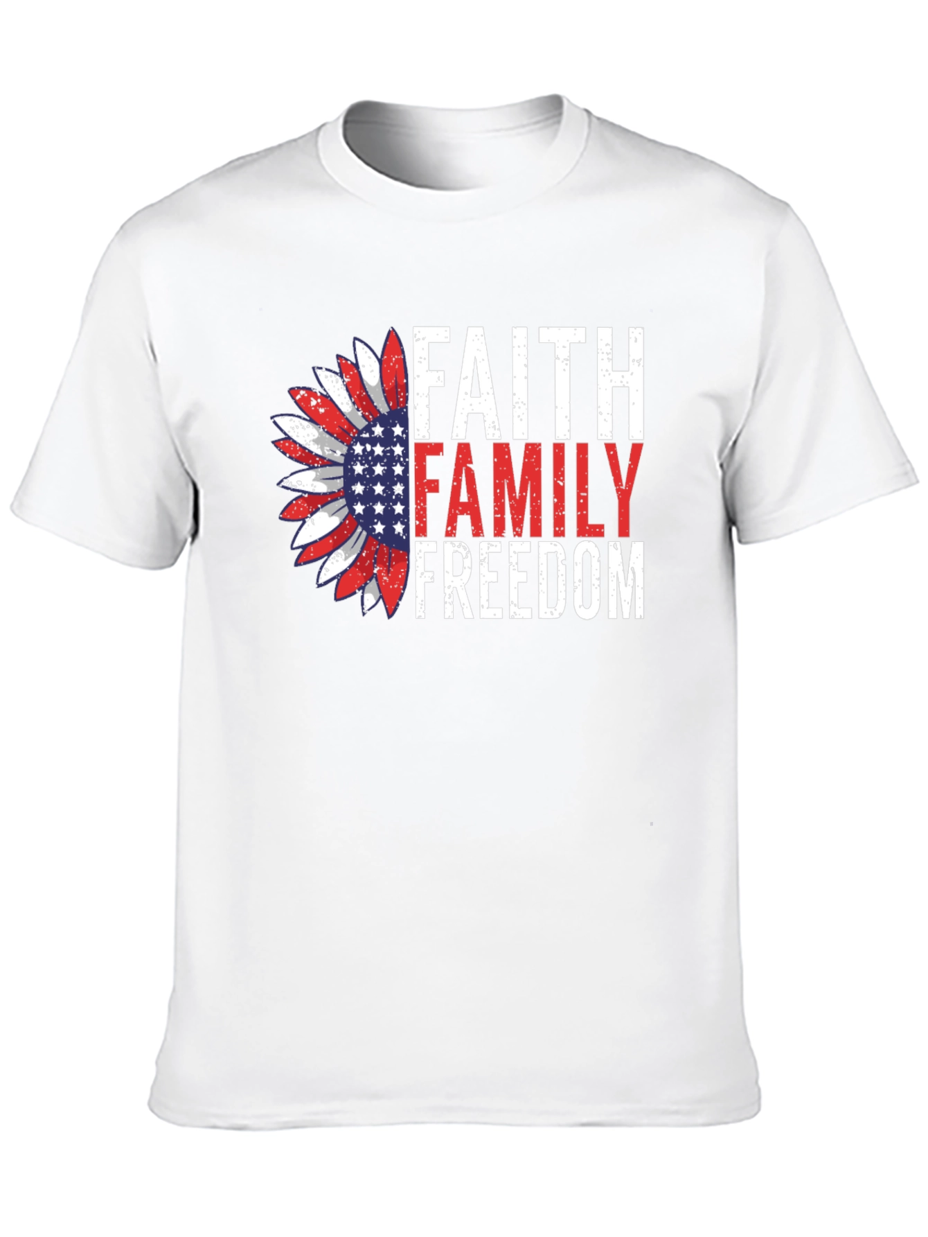 Black Faith Family Freedom Graphic Tee - Patriotic Sunflower Design view 10