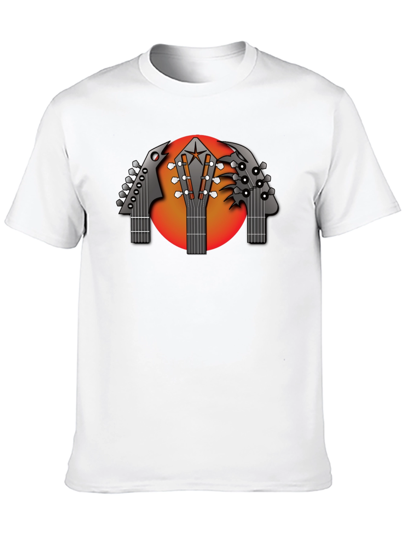 Black Guitar Headstock Graphic Black T-Shirt view 10