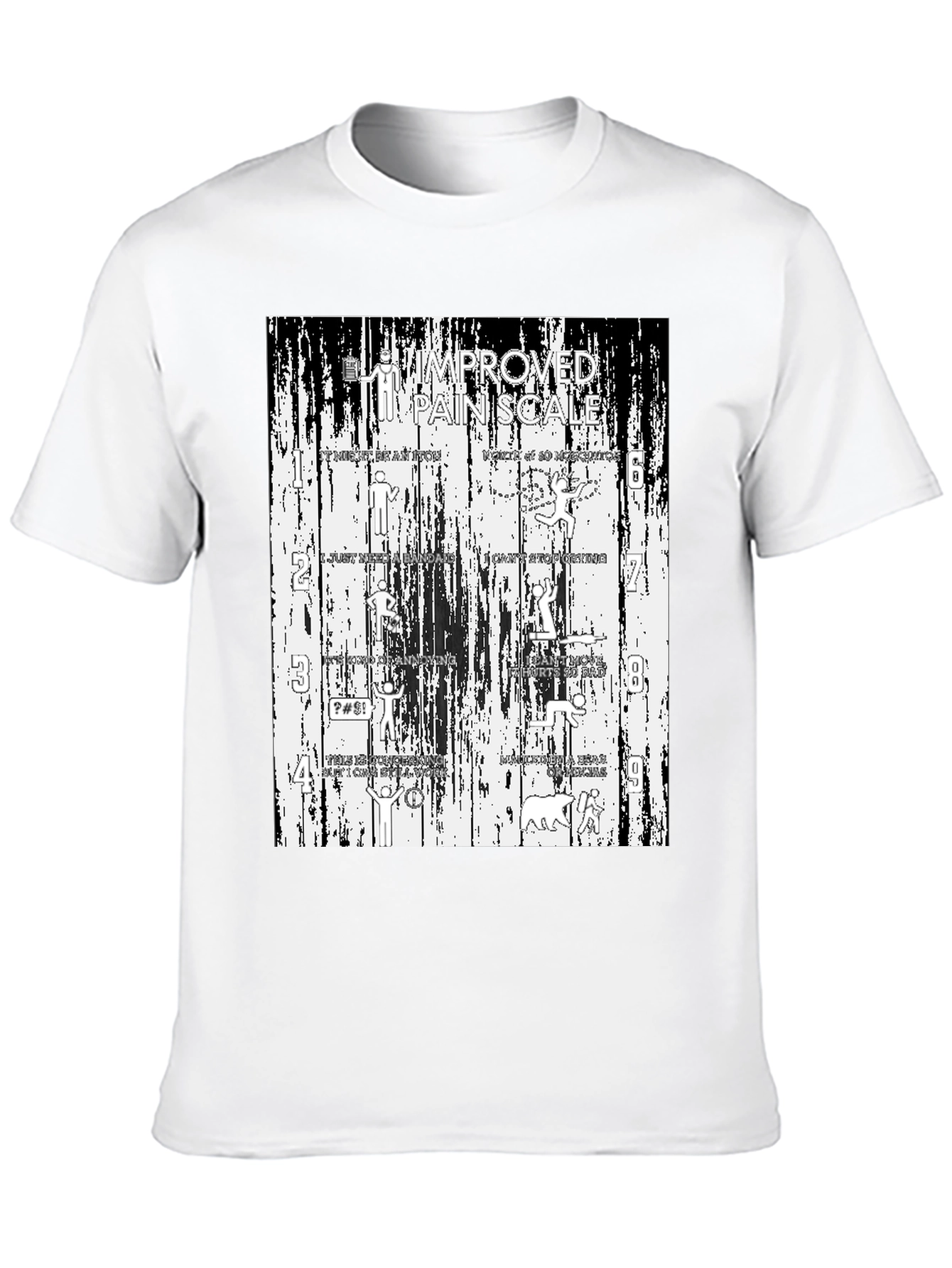 Black Funny "Improved Pain Scale" Graphic Tee view 10