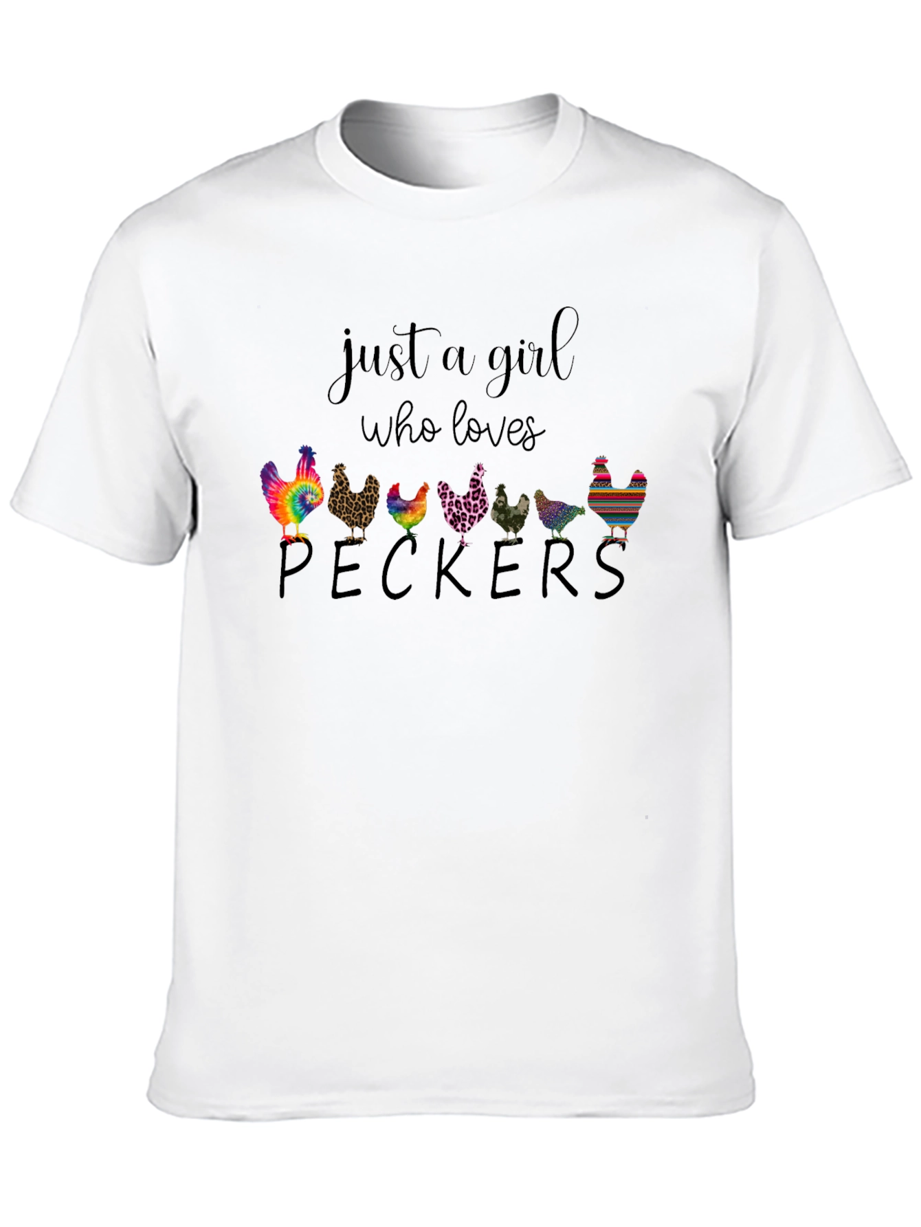 Black Just A Girl Who Loves Peckers Funny Chicken Graphic T-Shirt view 10