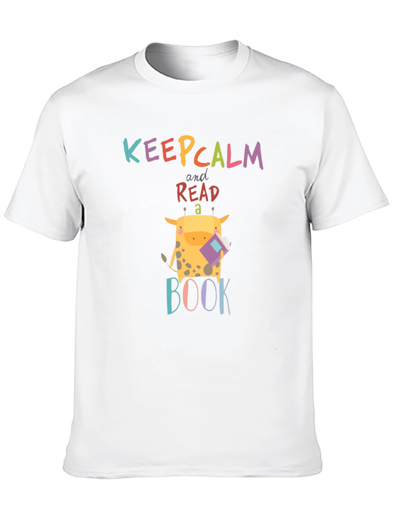 Black Keep Calm Read a Book Giraffe Graphic Tee view 10