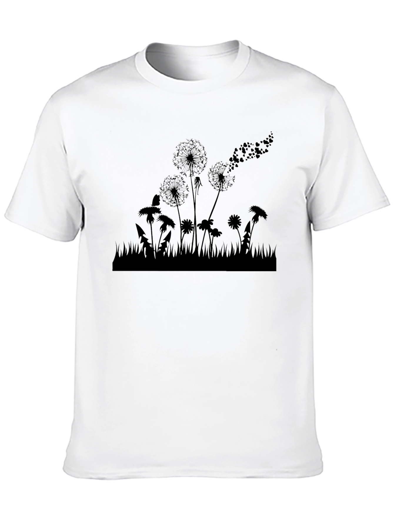 Black Dandelion Field Graphic Tee - Black Cotton Casual Shirt view 10