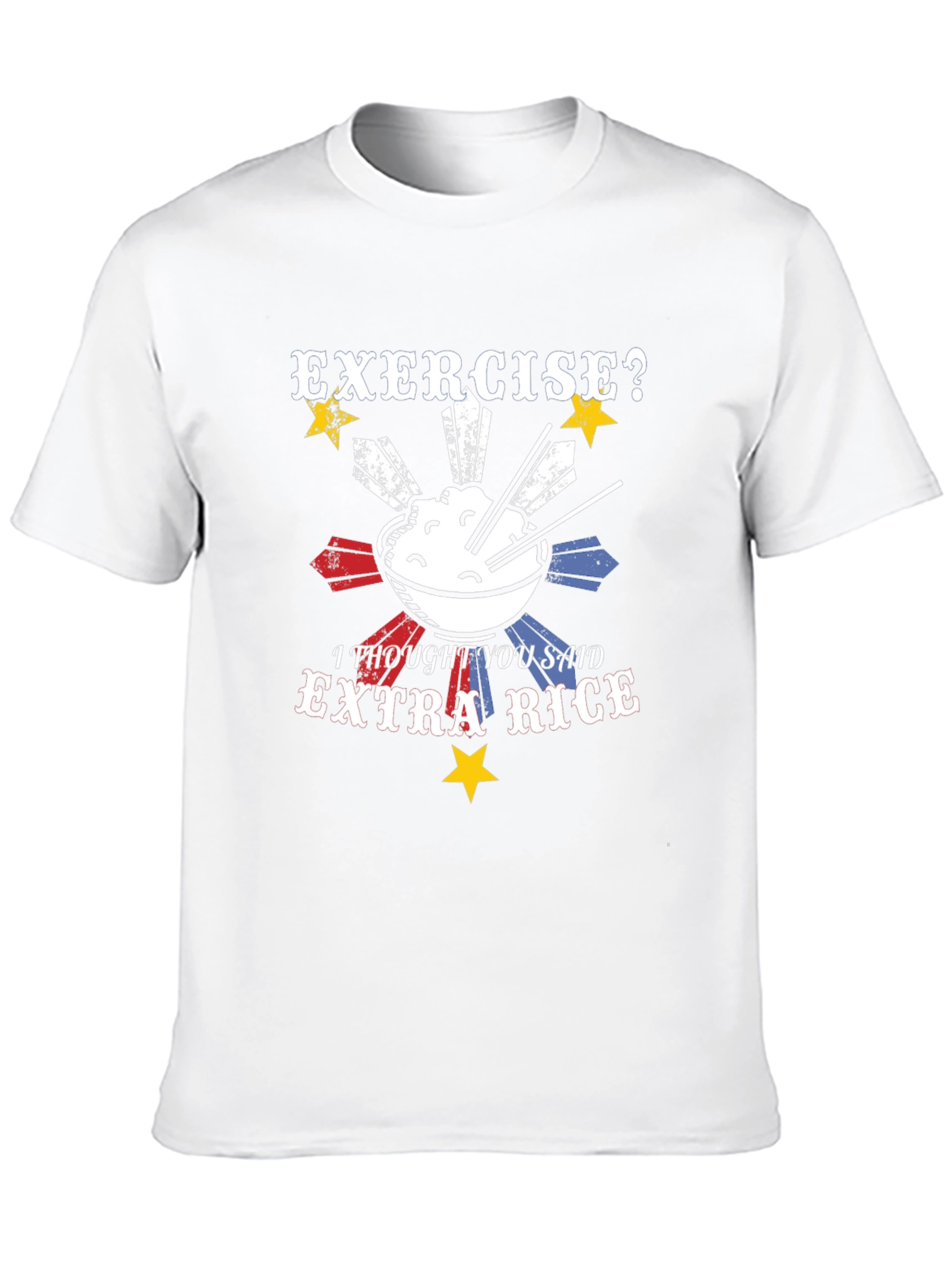 Black Exercise? Extra Rice T-Shirt - Funny Foodie Tee view 10