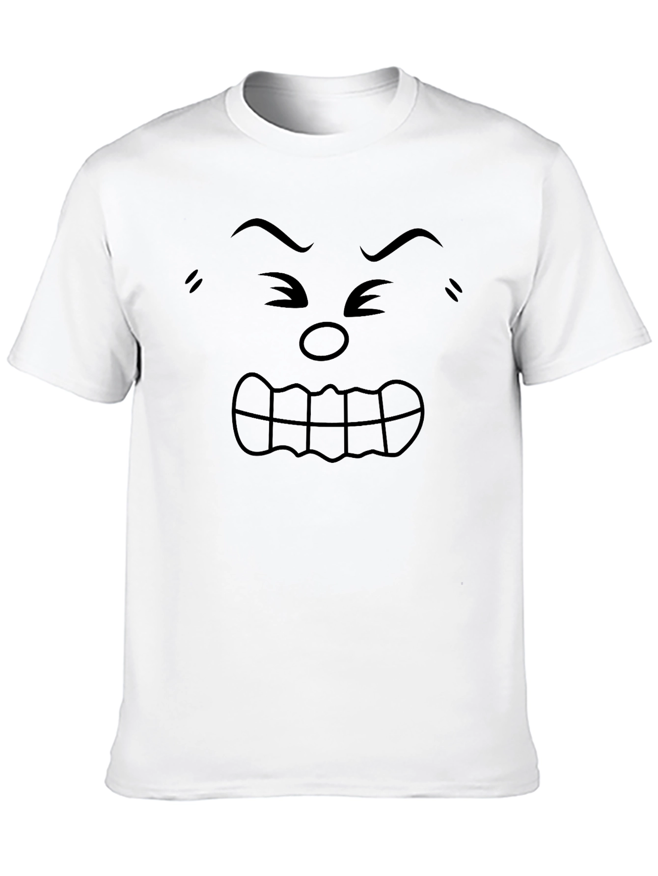 Black Angry Face Graphic Tee - Black Cotton T-Shirt view 10