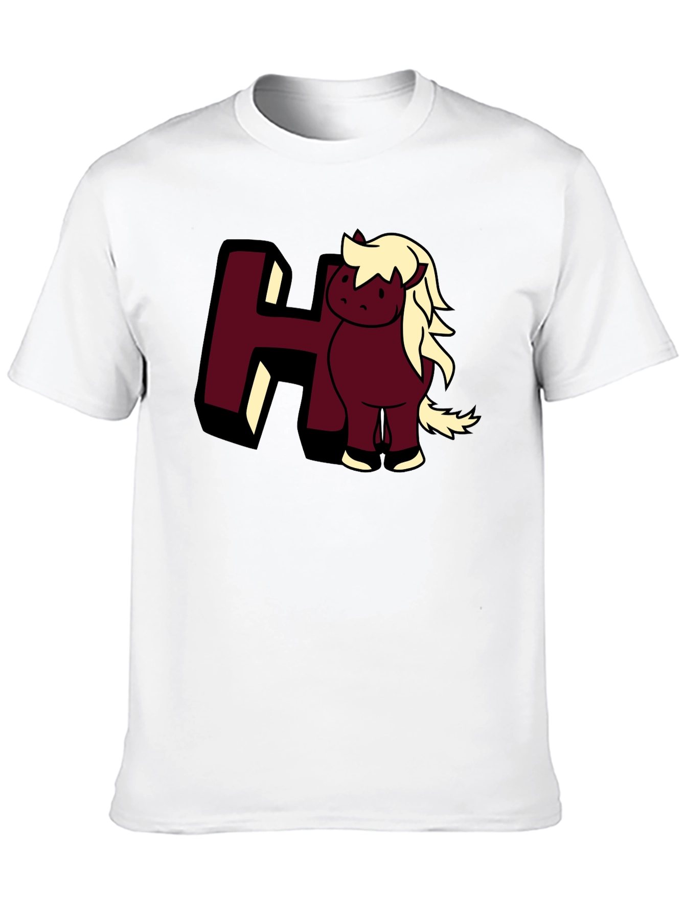Black Cartoon Horse Tee: Cute Animal Graphic T-Shirt view 10