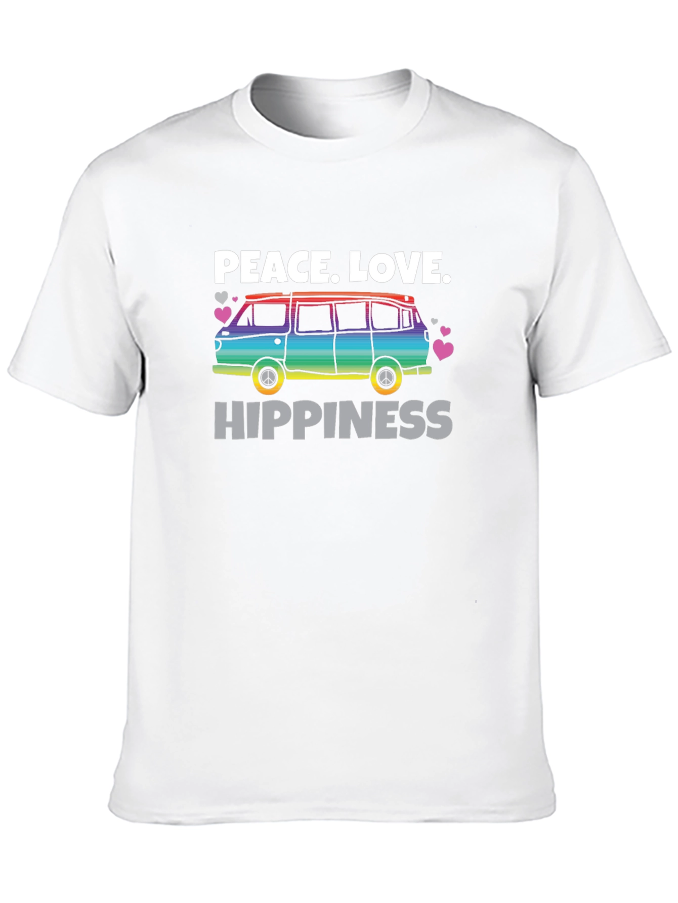 Black Peace Love Hippiness Rainbow Van Graphic T-Shirt view 10