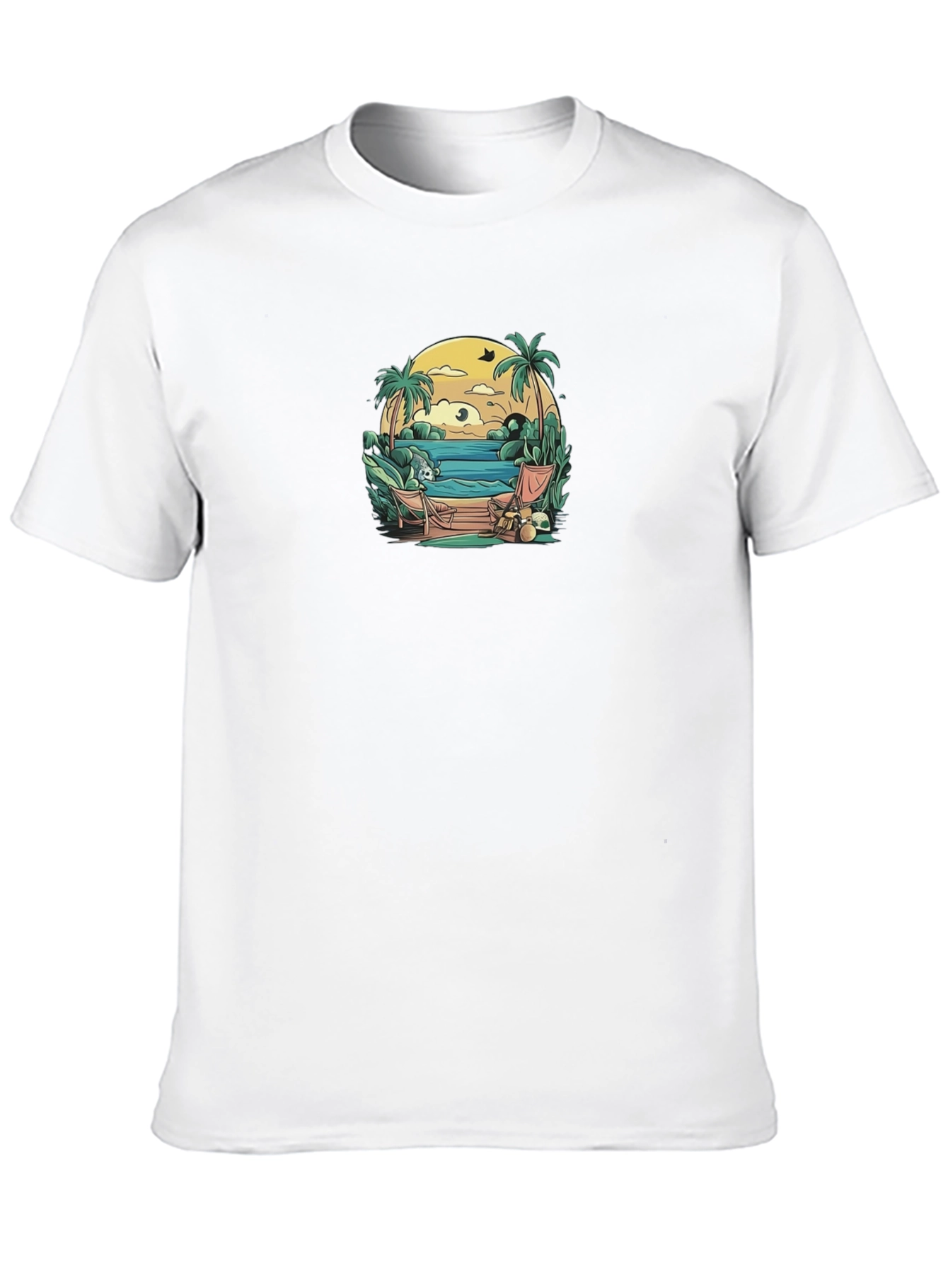 Black Tropical Beach Graphic T-Shirt - Men's Black Tee view 10