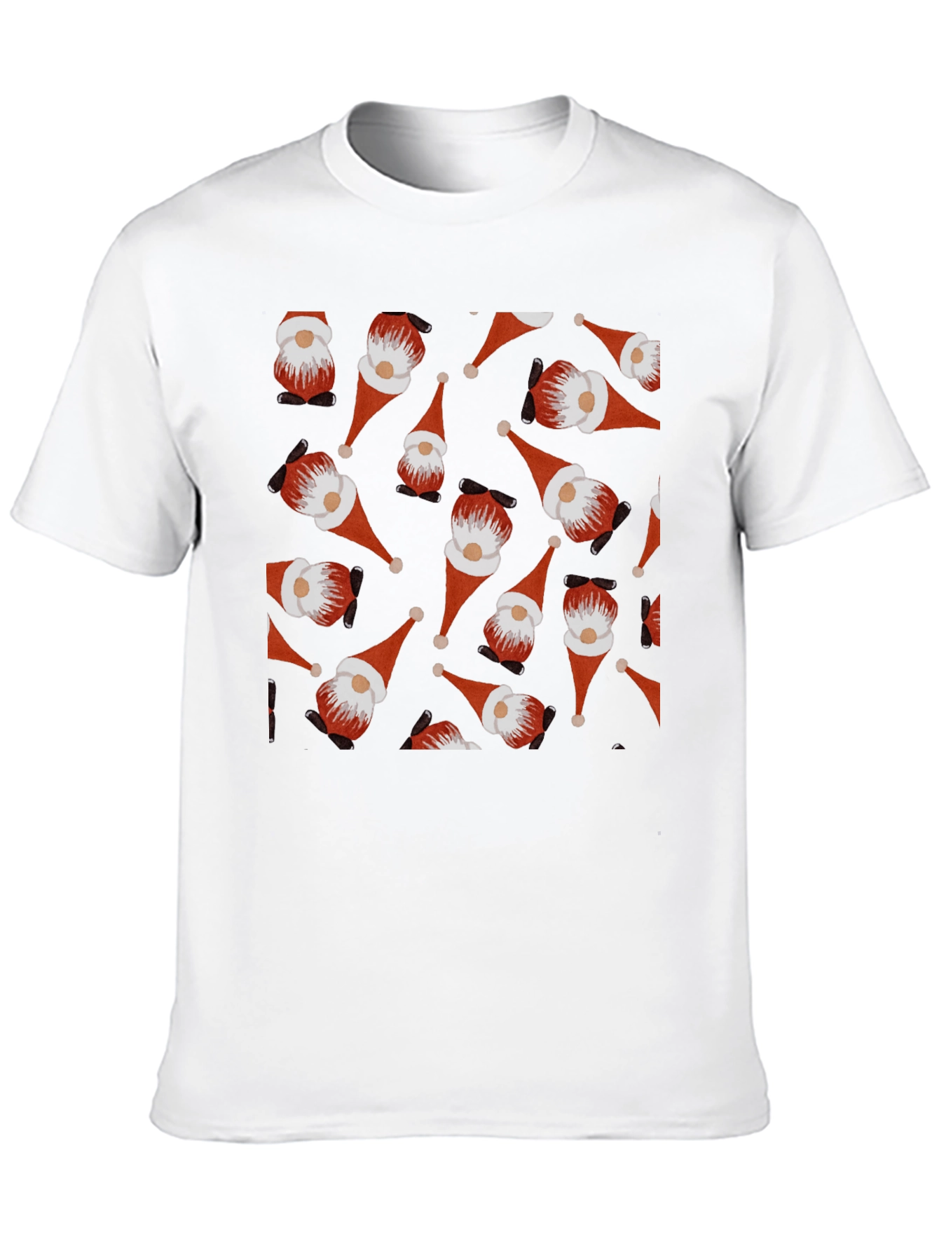 Black Festive Gnome Pattern T-Shirt view 10