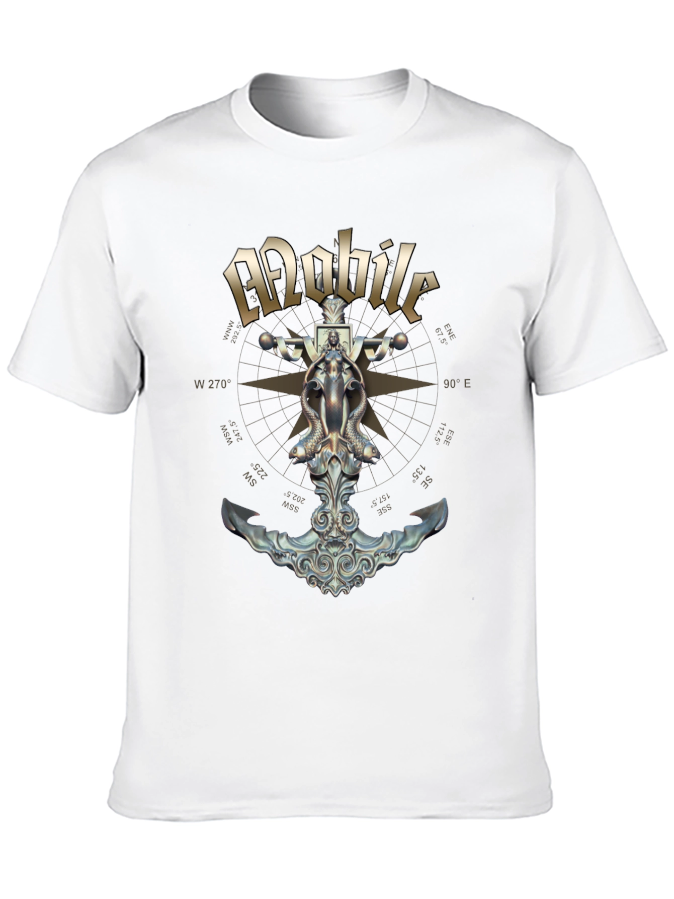 Black Mobile Anchor Compass Black T-Shirt view 10