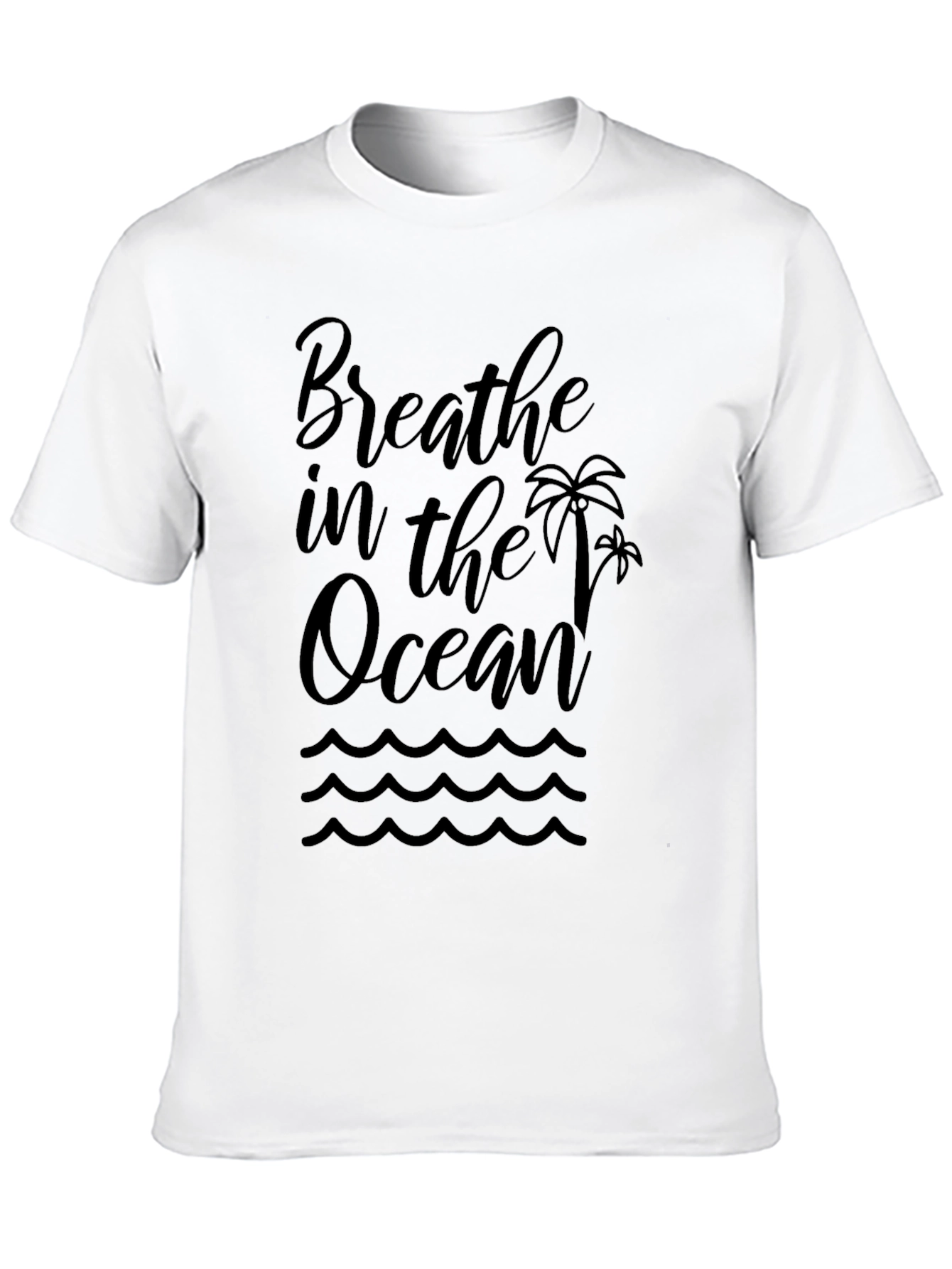 Black Breathe in the Ocean Black Graphic T-Shirt view 10