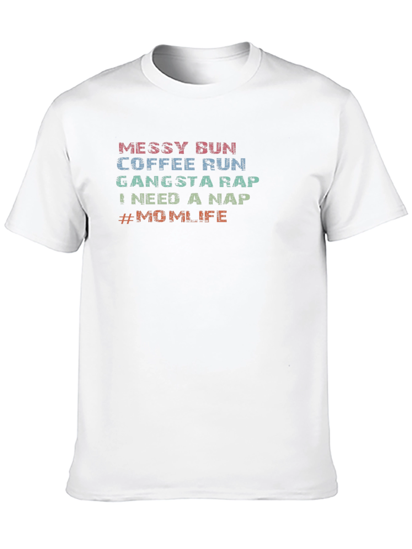 Black Messy Bun Coffee Run Mom Life Black T-Shirt view 10